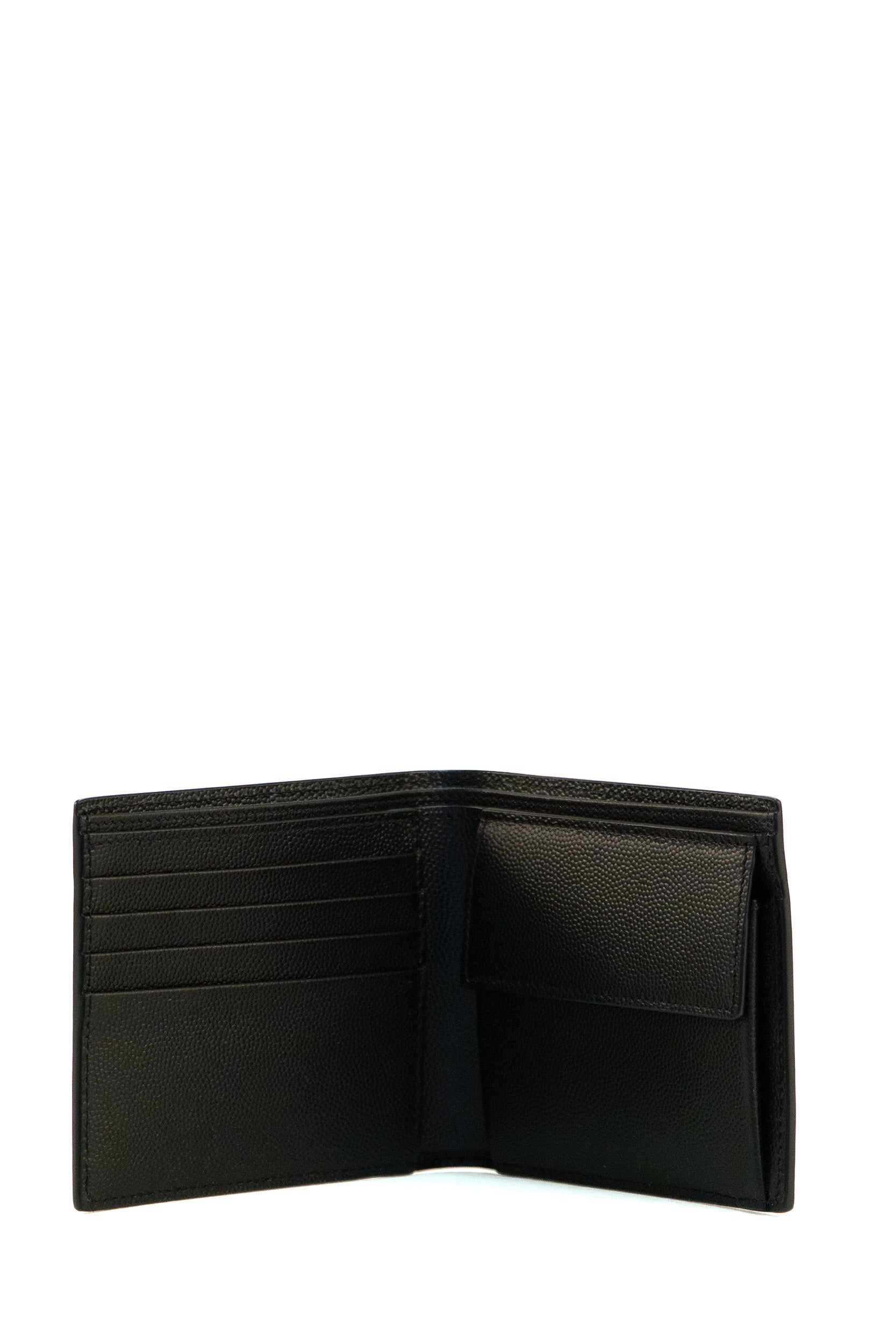 Portafoglio in pelle a texture con logo lettering colore nero<BR/> 396303 BTY0N 1000 SAINT LAURENT