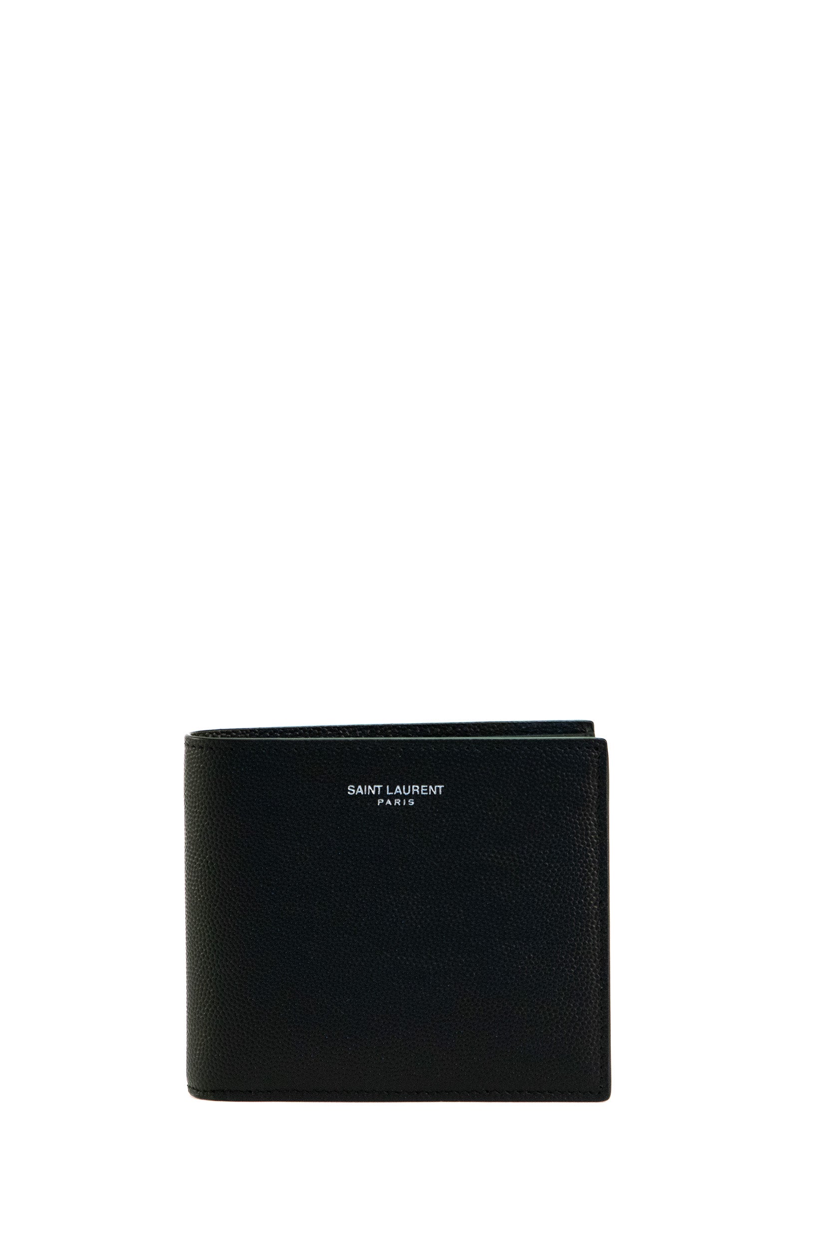 Portafoglio in pelle a texture con logo lettering colore nero<BR/> 396303 BTY0N 1000 SAINT LAURENT