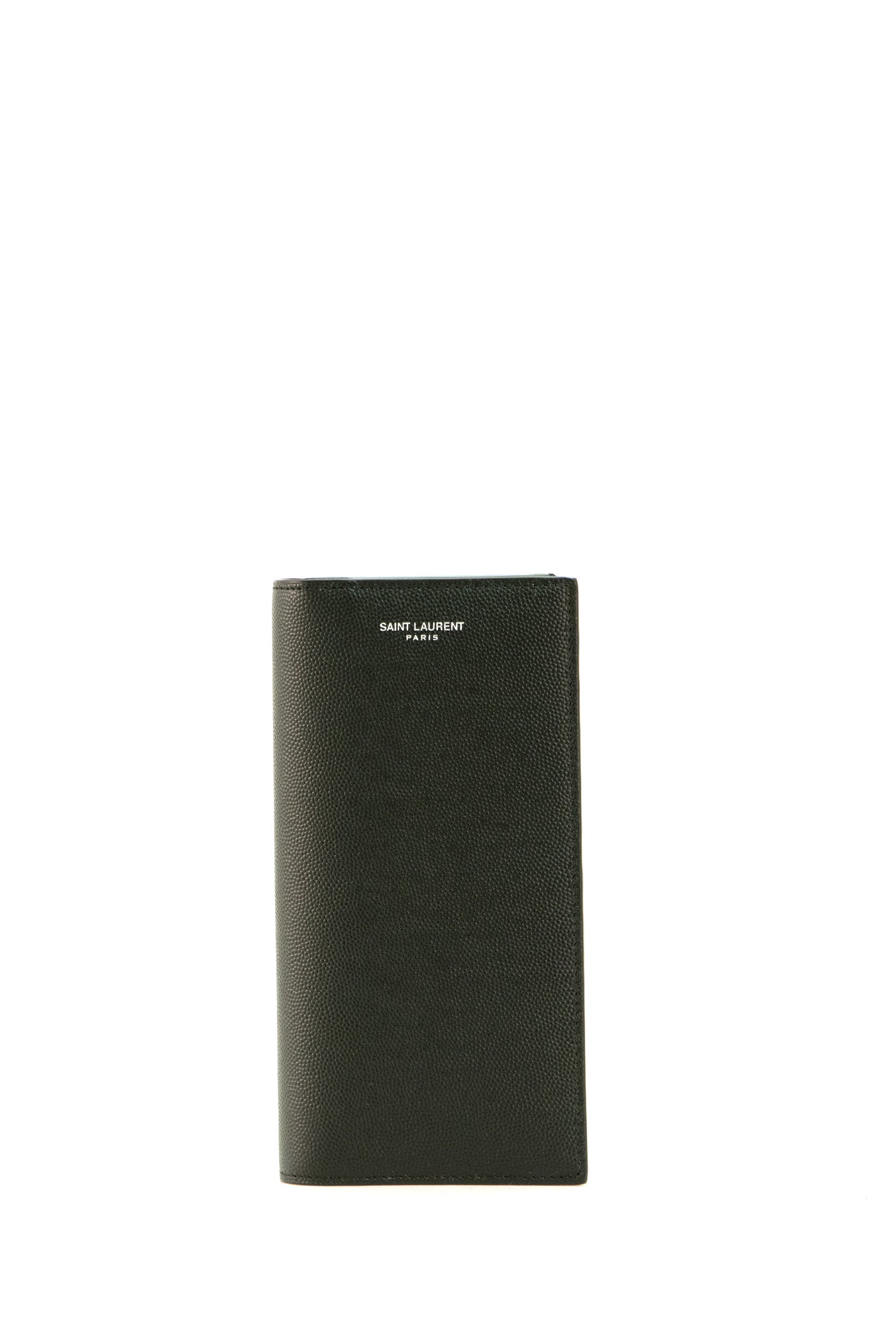 Portafogli Continentale in pelle con stampa logo di colore nero<BR/> 396308 BTY0N 1000 SAINT LAURENT