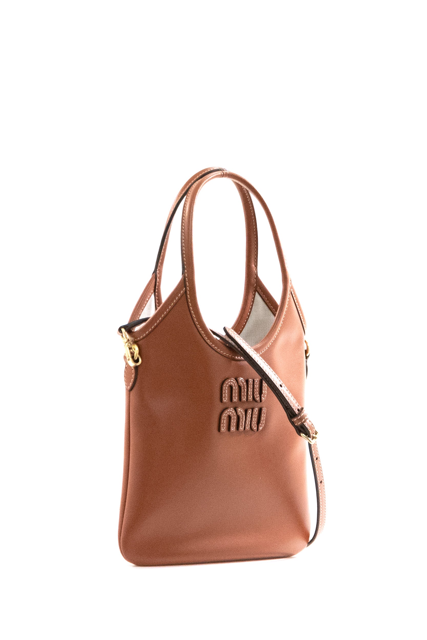Borsa Ivy in pelle color marrone<BR/><BR/> 5BA281 V OLN 2CRW F0033 MIU MIU