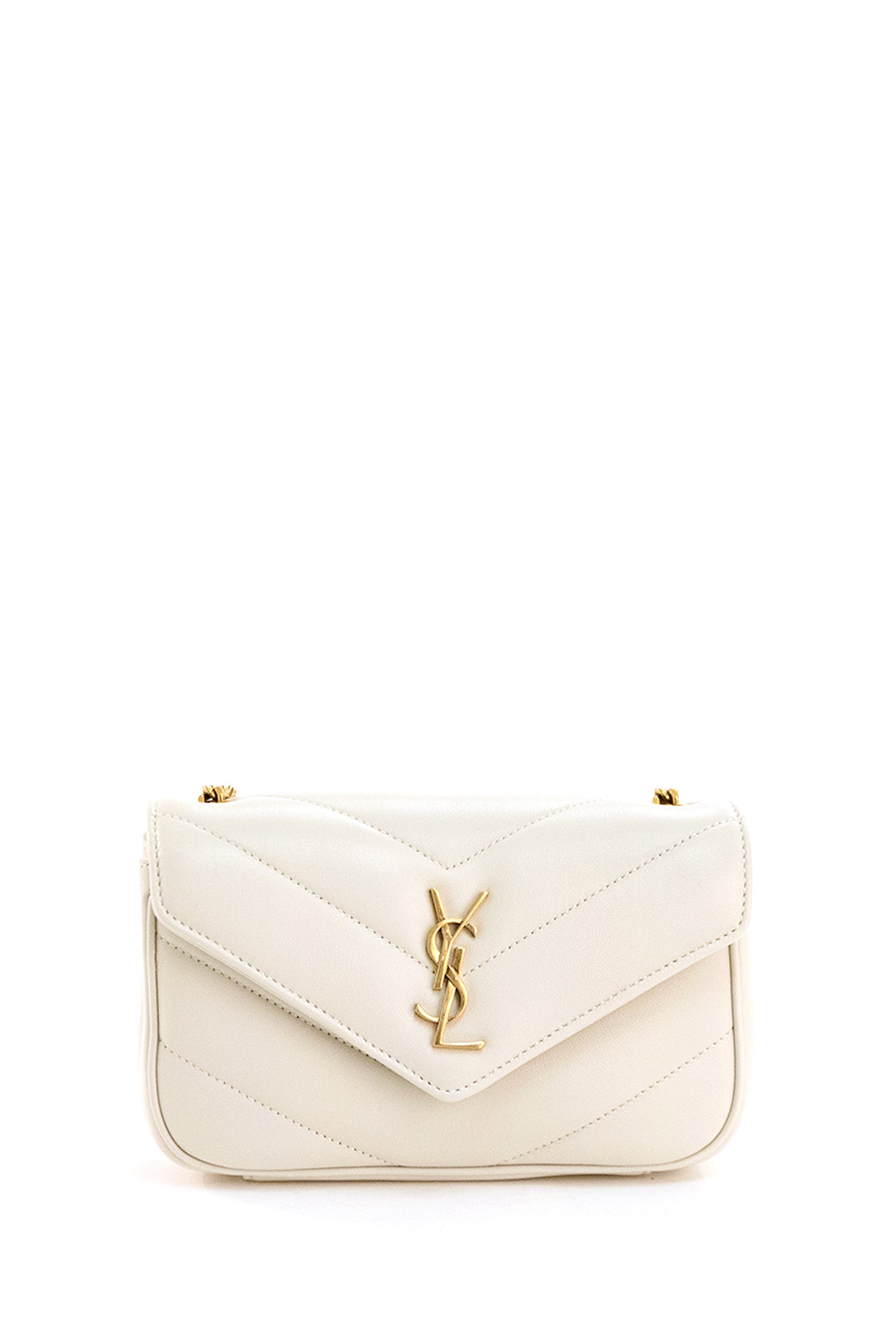 Borsa Loulou Mini in nappa matelassè color avorio<BR/> 821749 AAEAX 9207 SAINT LAURENT