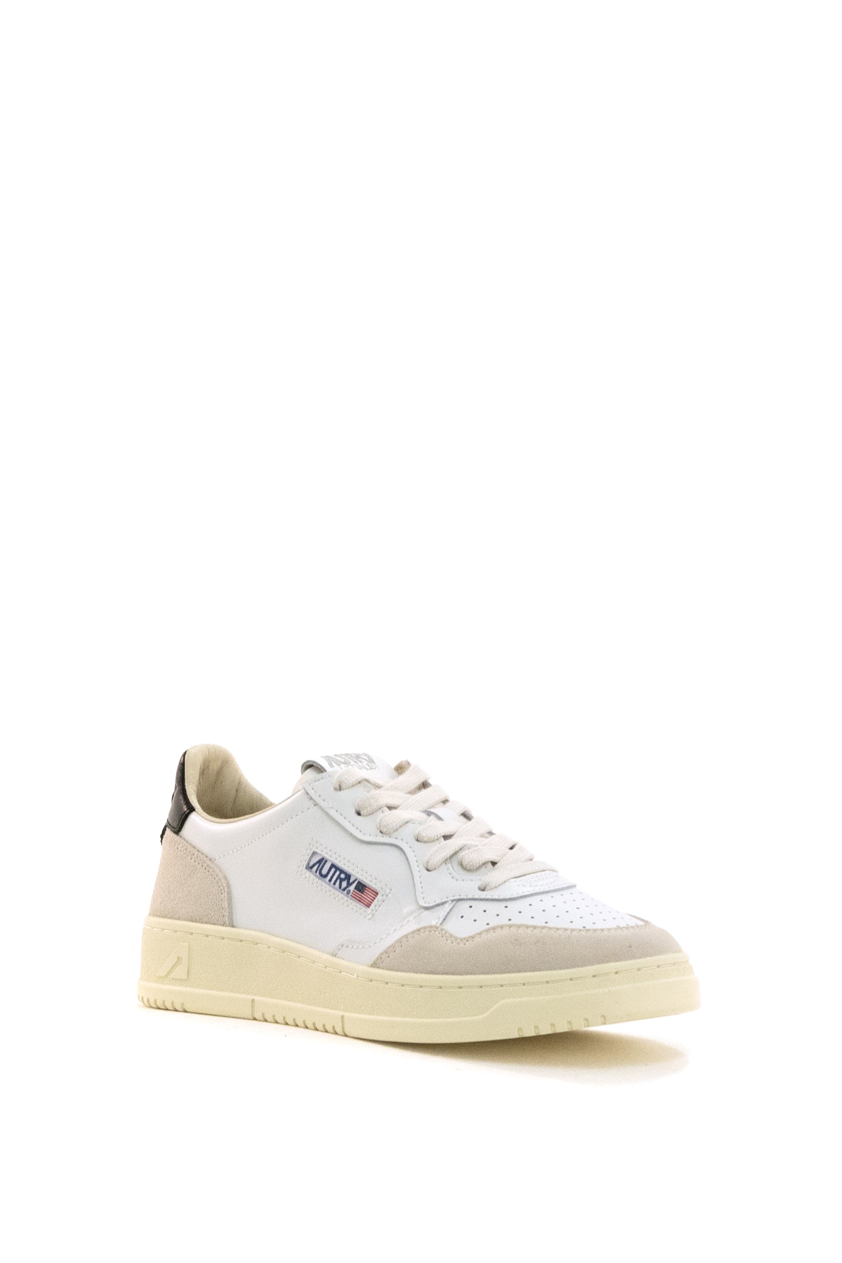 Sneaker Medalist in pelle liscia di colore bianco<BR/> AULM LS21 WHT/BLK AUTRY