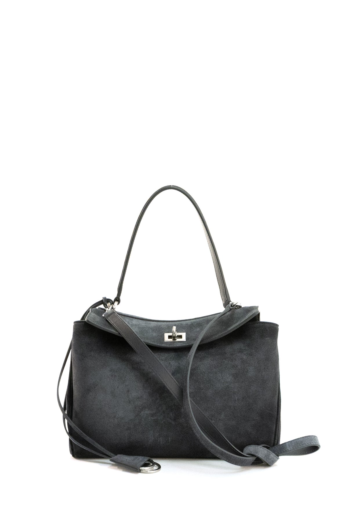 BALENCIAGA Grey suede Rodeo bag