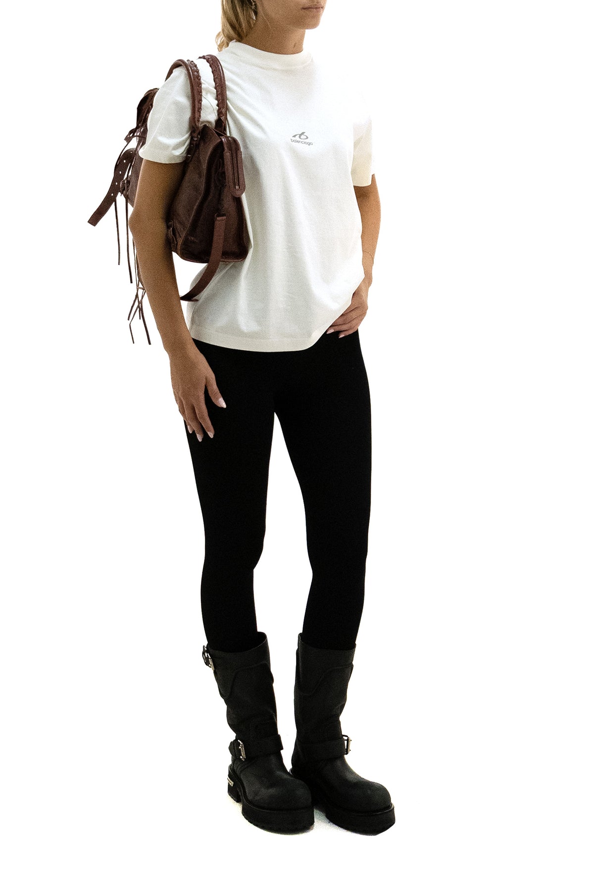 BALENCIAGA T-shirt in cotone color avorio, vista 2