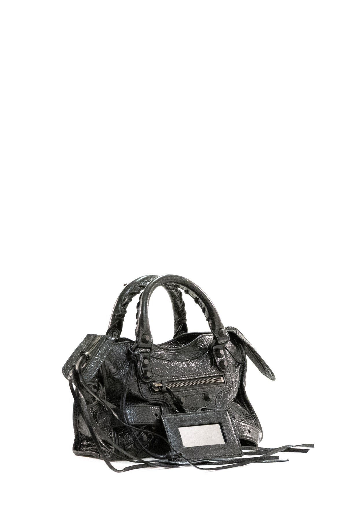 BALENCIAGA Borsa Le City mini in pelle Arena di colore nero, vista 2