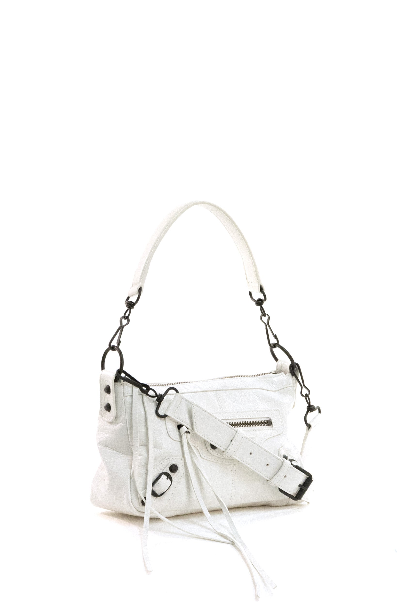 Borsa Le City Moto Mini in pelle Arena di colore bianco<BR/> 866122 2ABEK 9001 BALENCIAGA