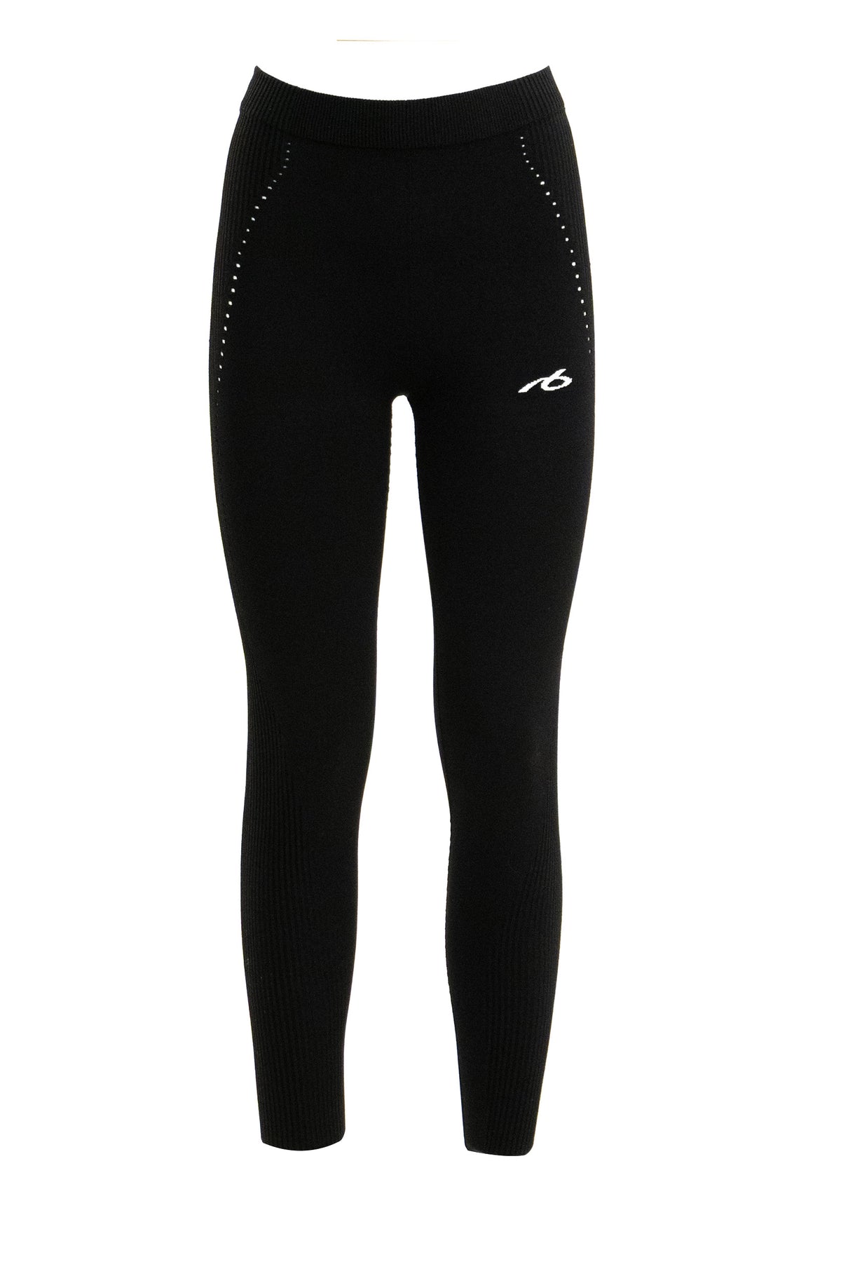 BALENCIAGA Black ribbed viscose knit TechWear leggings