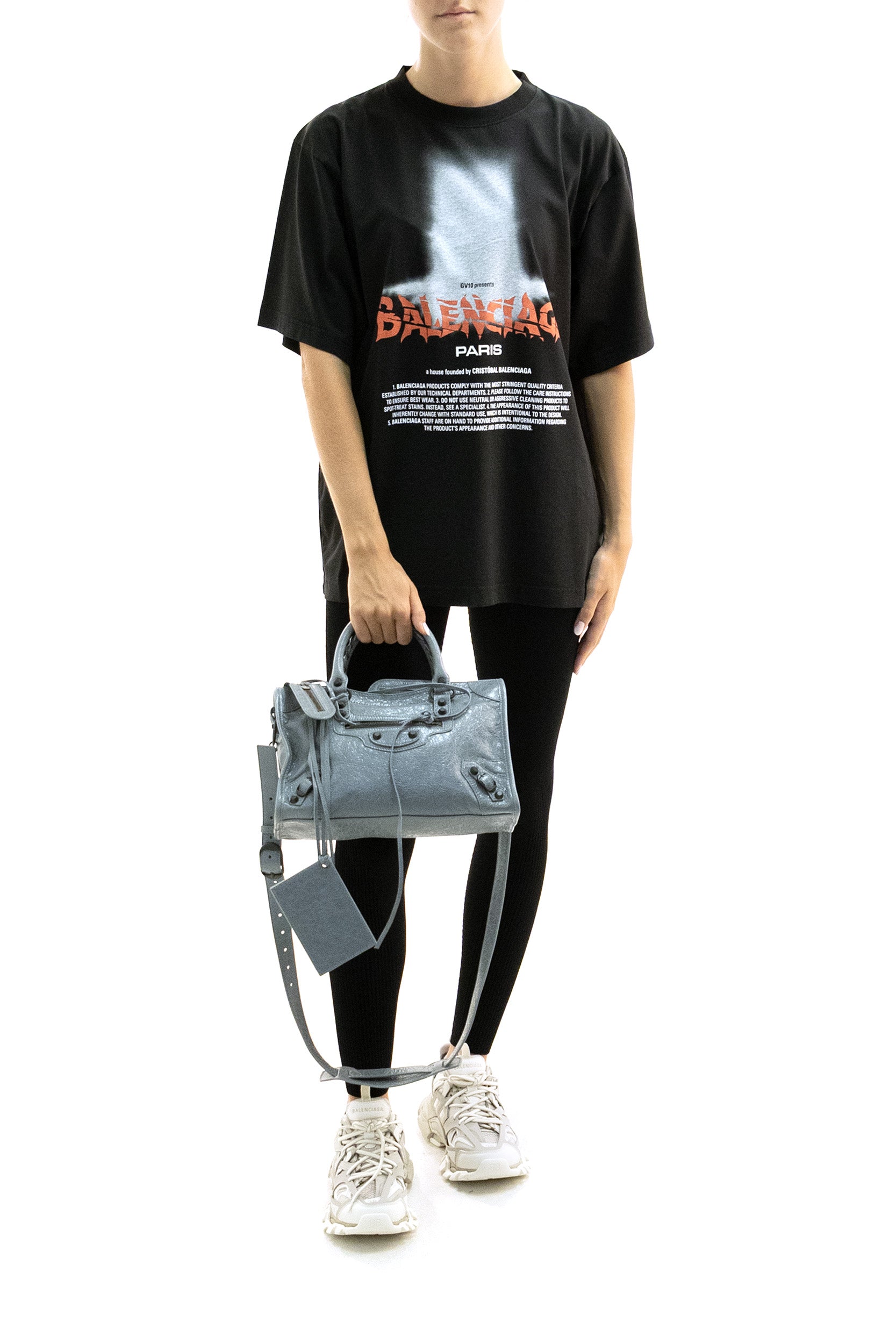 Leggings TechWear in maglia di viscosa a coste di colore nero<BR/> 875633 T5355 1000 BALENCIAGA
