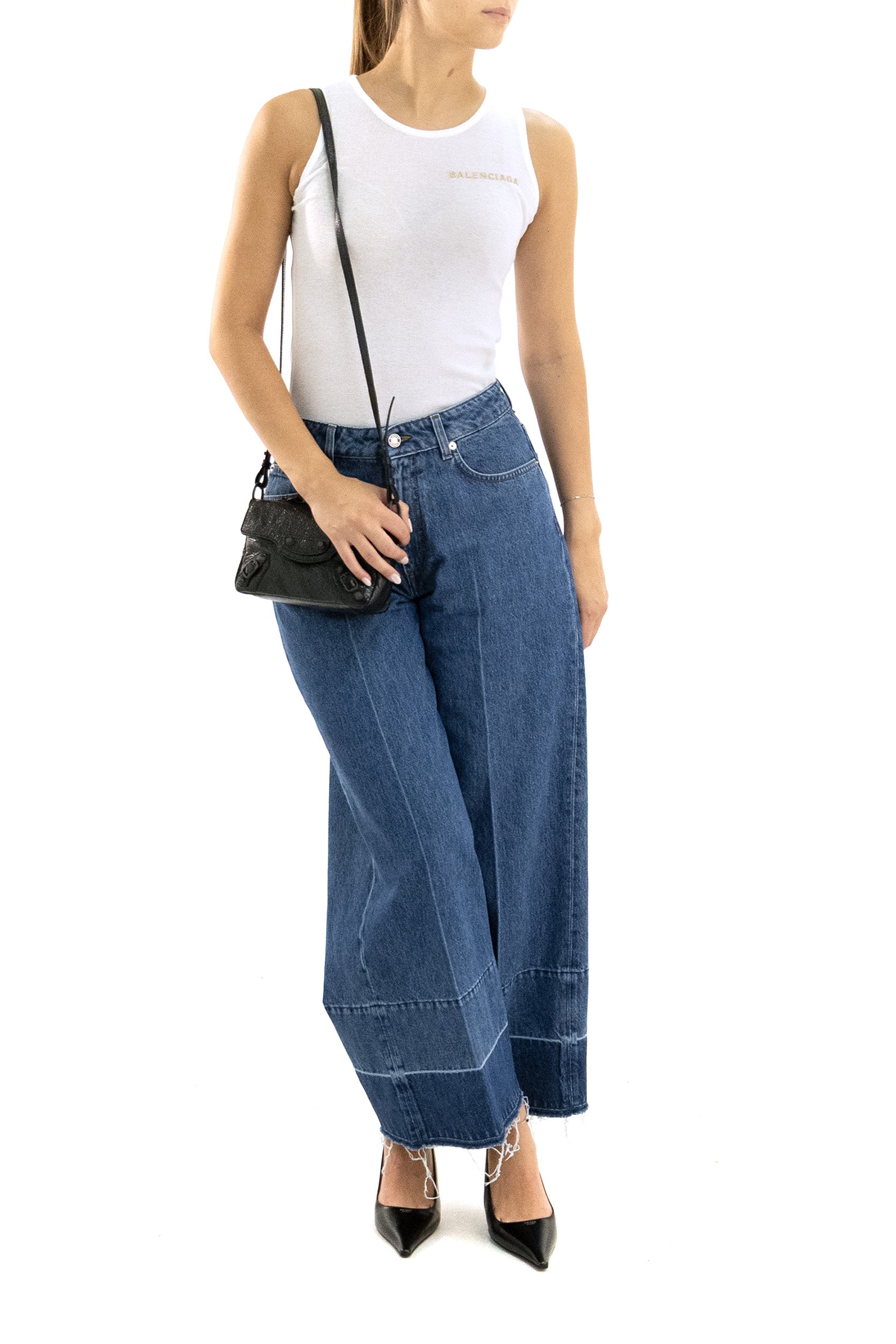 Top in cotone di colore bianco<BR/> A000JD T3465 9000 BALENCIAGA