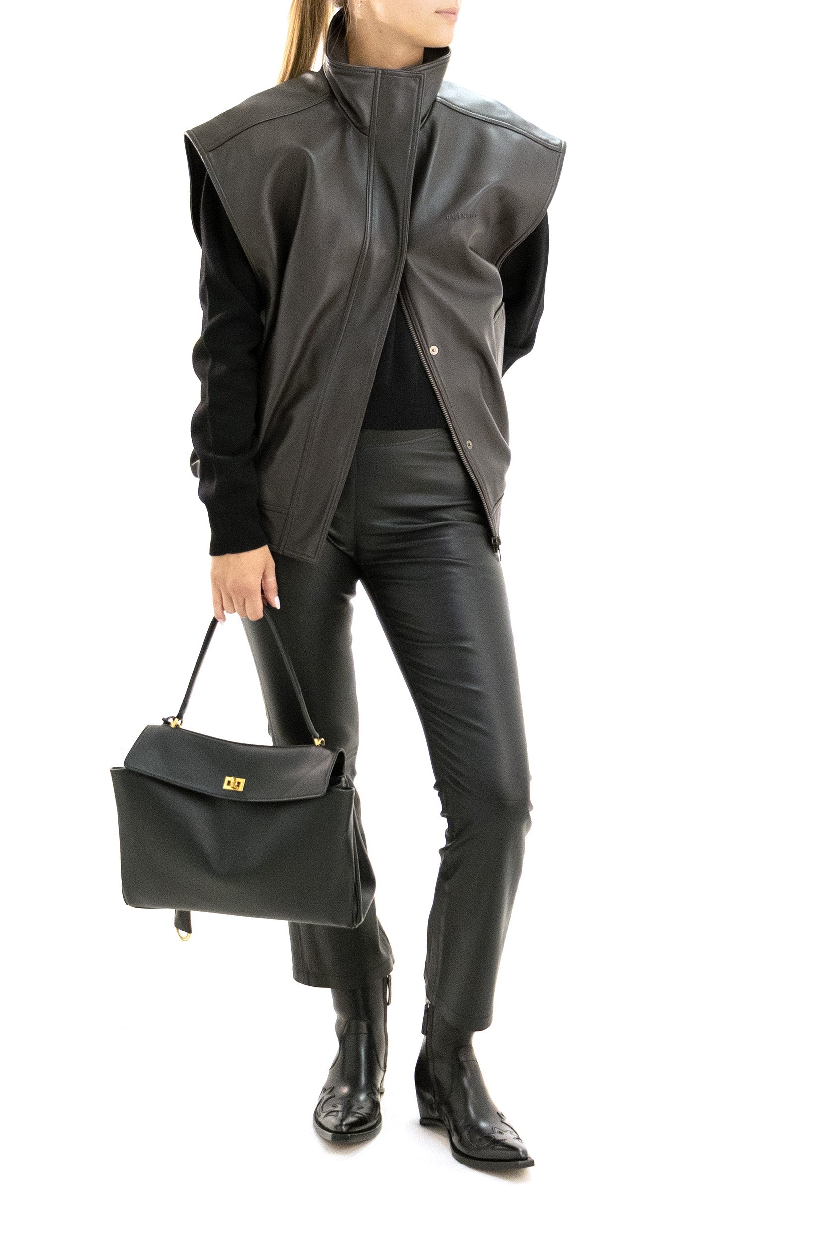 Blouson in pelle di colore marrone<BR/> A002FV TUS30 2505 BALENCIAGA