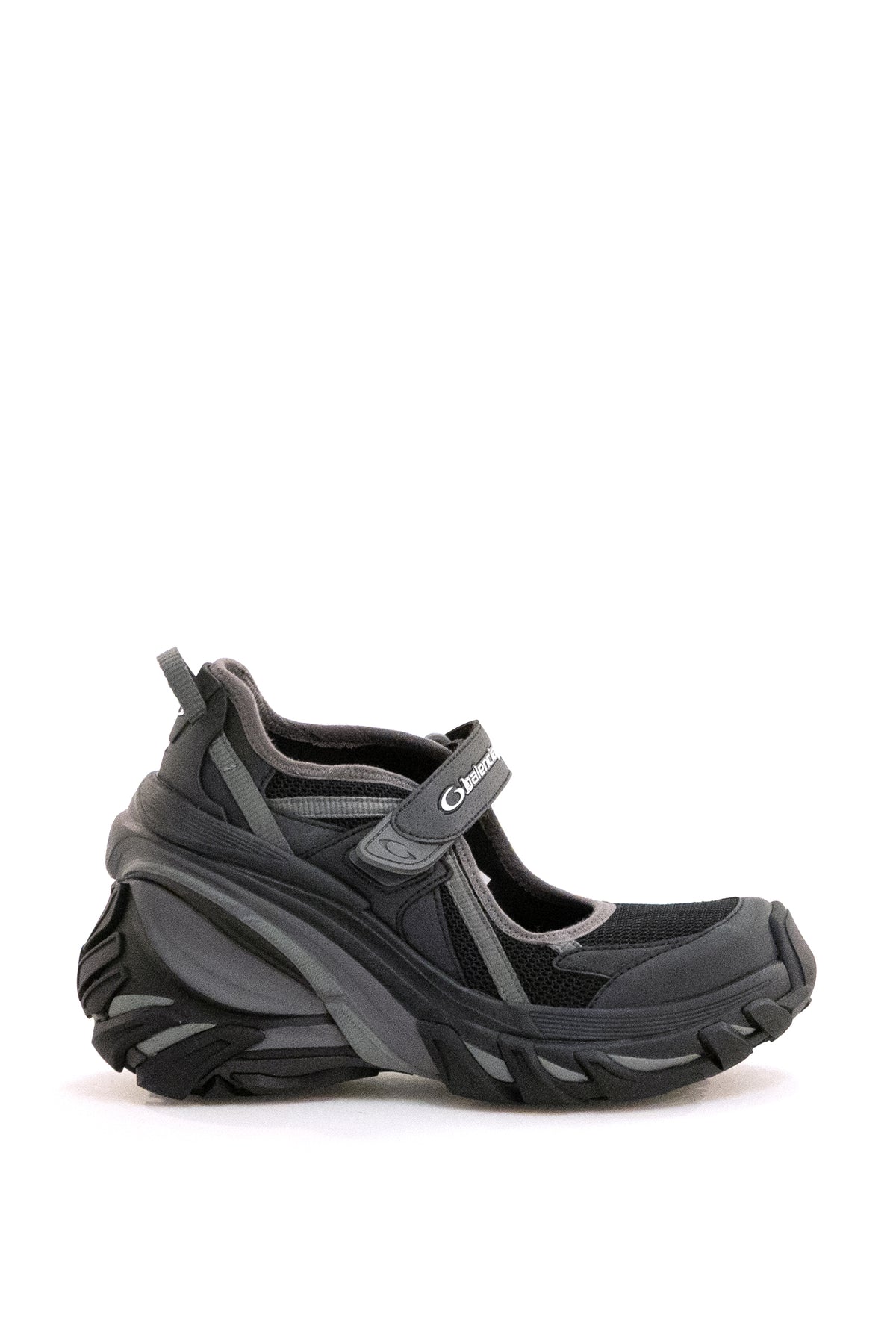 BALENCIAGA Sneakers Mary Jane Hydra in poliuretano e poliestere di colore nero e grigio, Nero/grigio