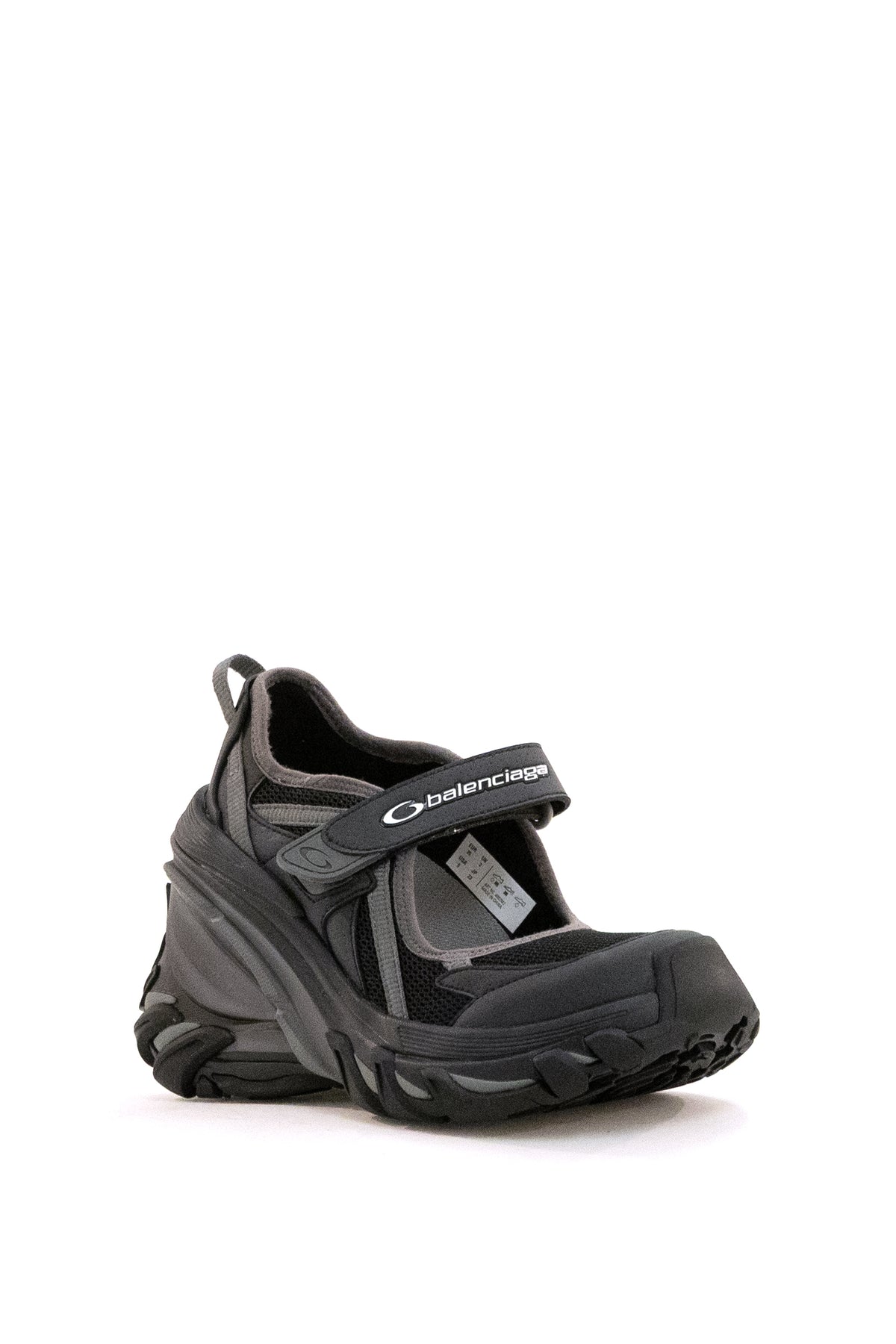 BALENCIAGA Sneakers Mary Jane Hydra in poliuretano e poliestere di colore nero e grigio, Nero/grigio, vista 2
