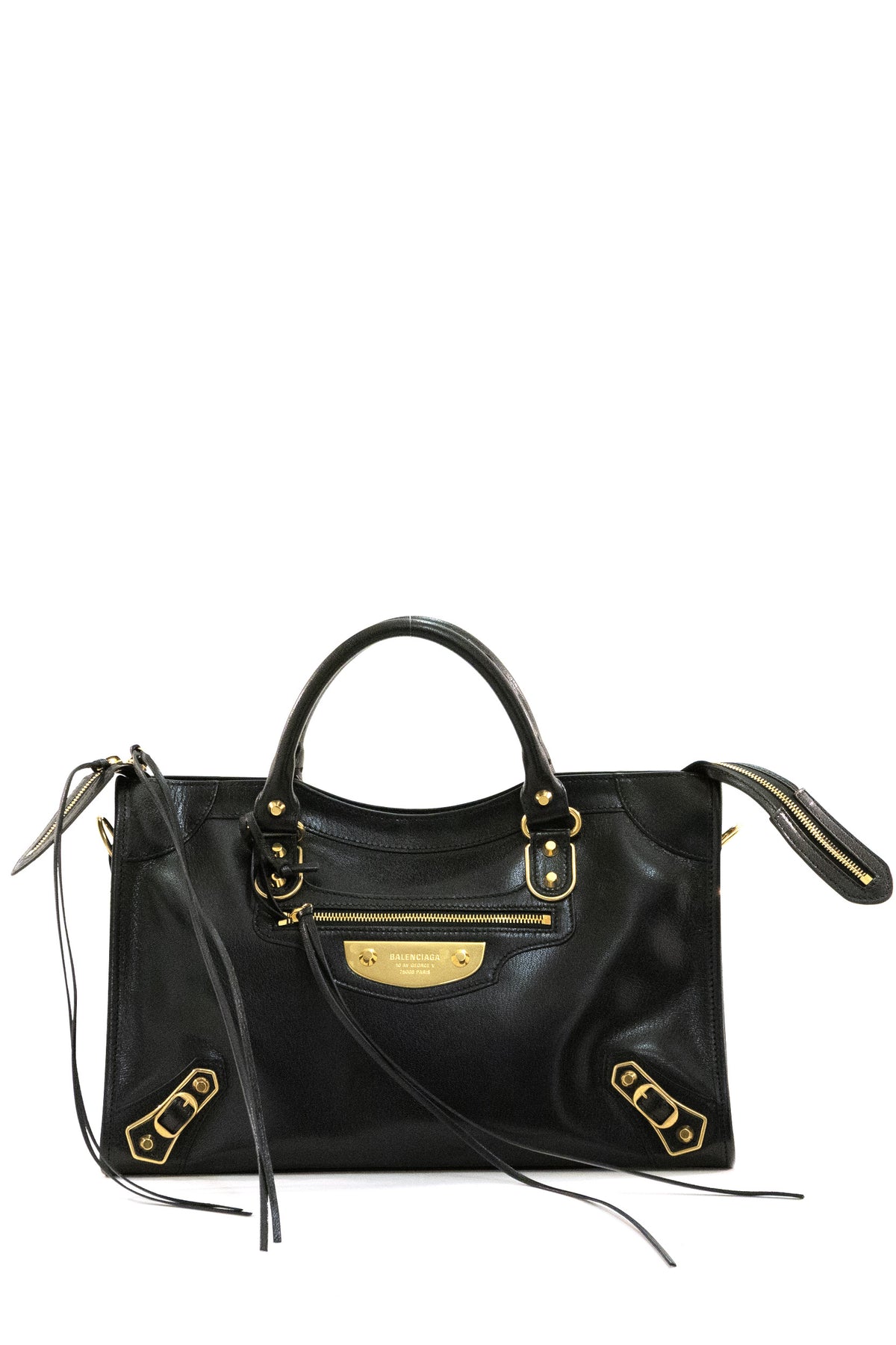 BALENCIAGA Borsa Le City Uptown Media in pelle di colore nero