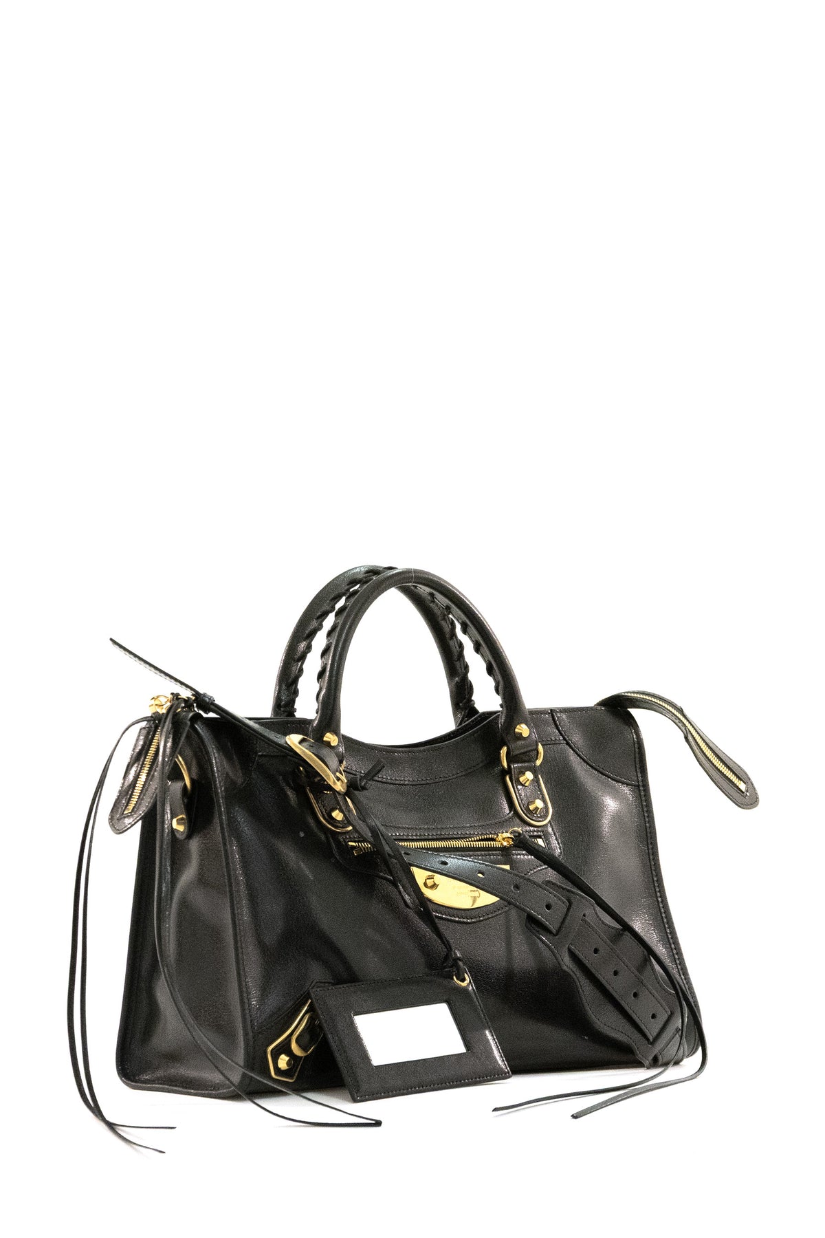BALENCIAGA Borsa Le City Uptown Media in pelle di colore nero, vista 2