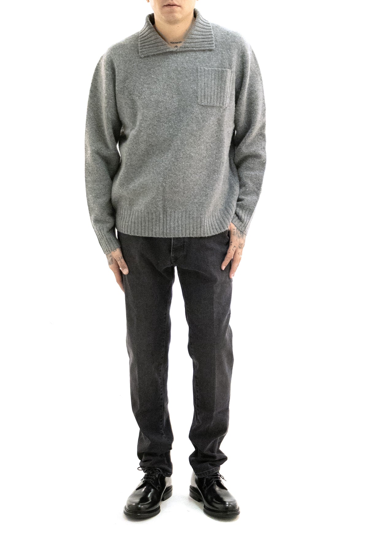 BALLANTYNE Polo in Lana, Grigio, vista 2
