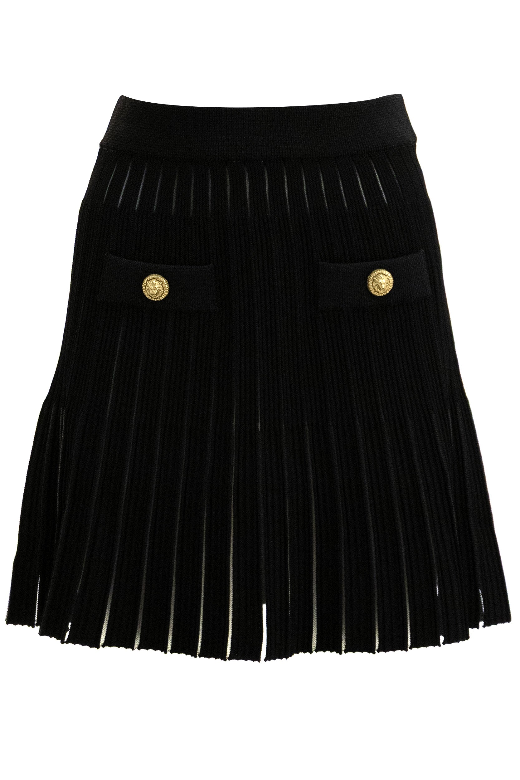 Minigonna Plissettata in Viscosa<BR/> HF1LBB53KK10 0PA BALMAIN