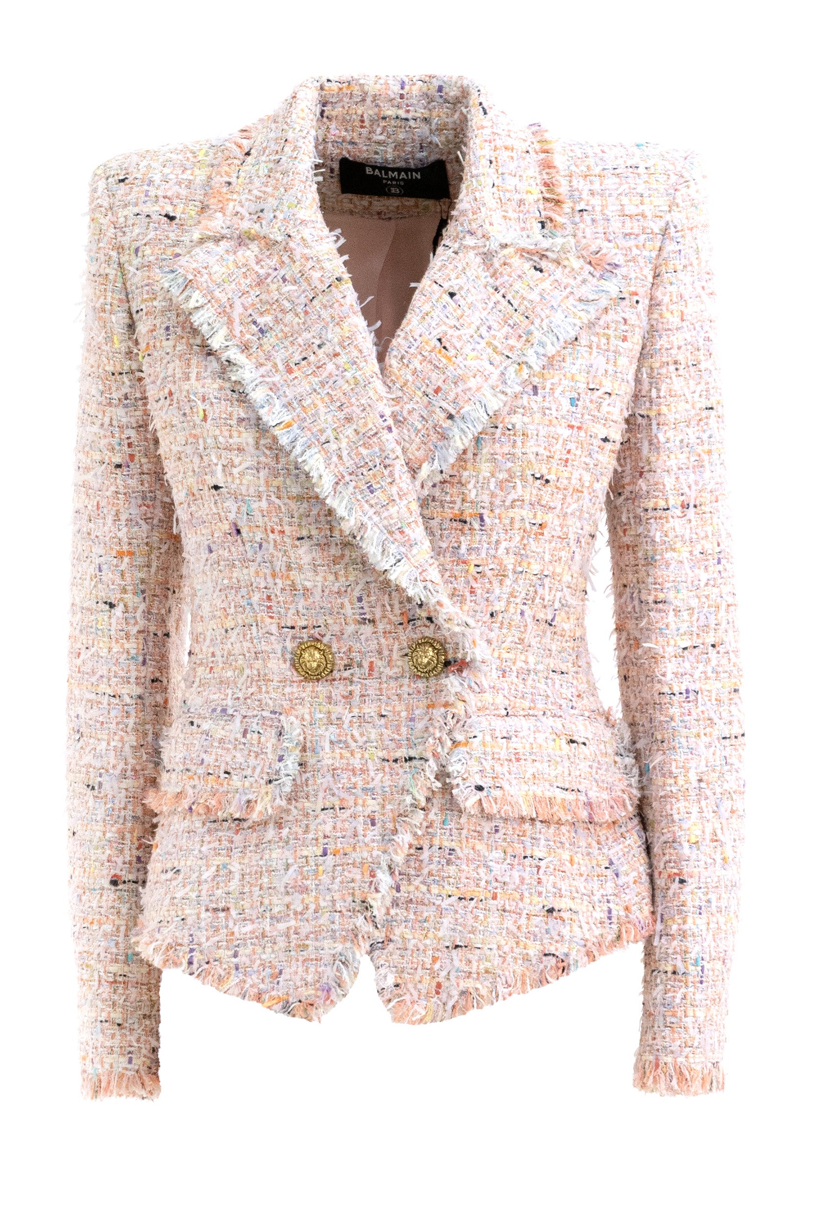 Giacca in tweed di colore rosa<BR/> HF1SI004XM17 AAA BALMAIN