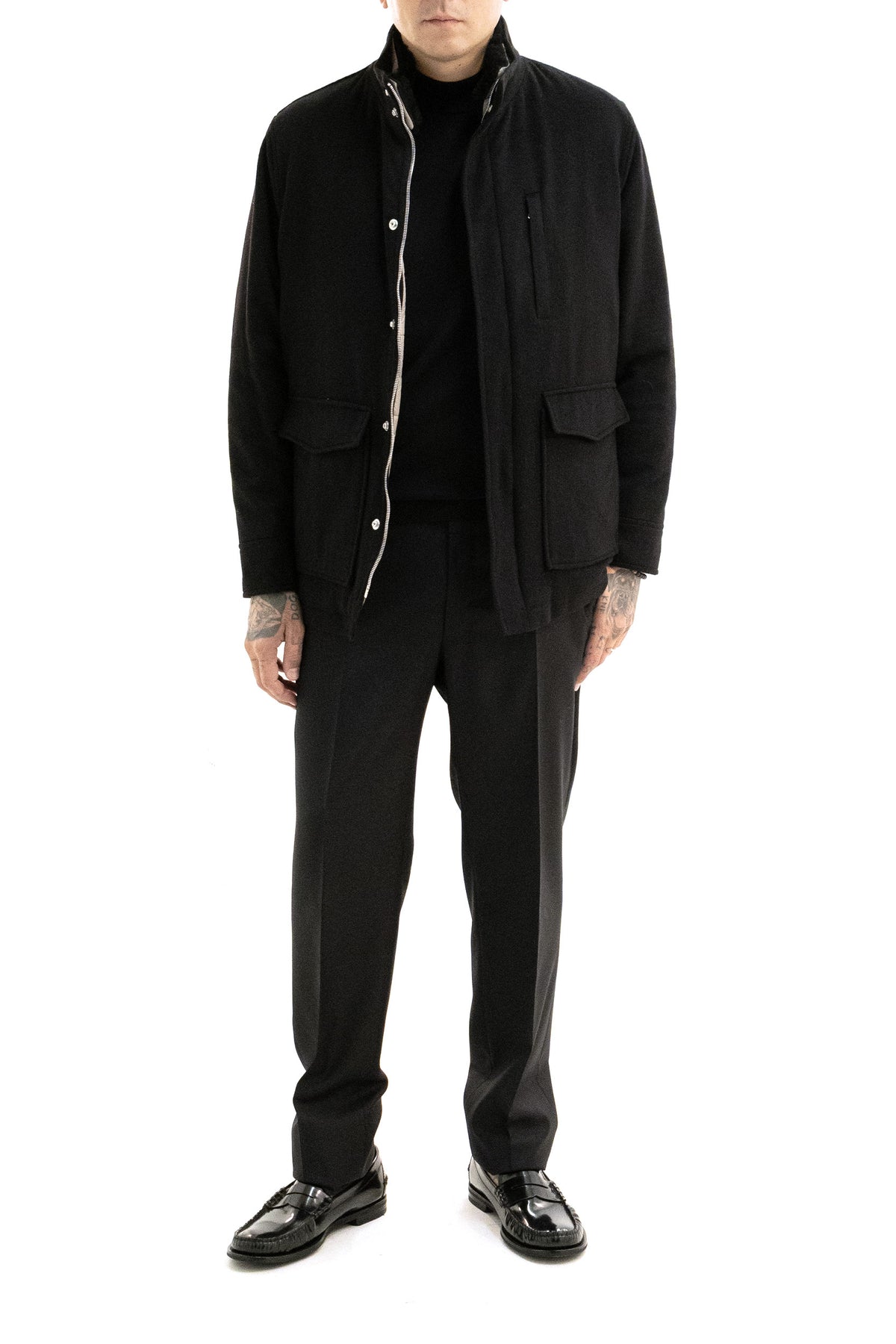 BARBA Giubbotto in cashmere di colore nero, vista 2