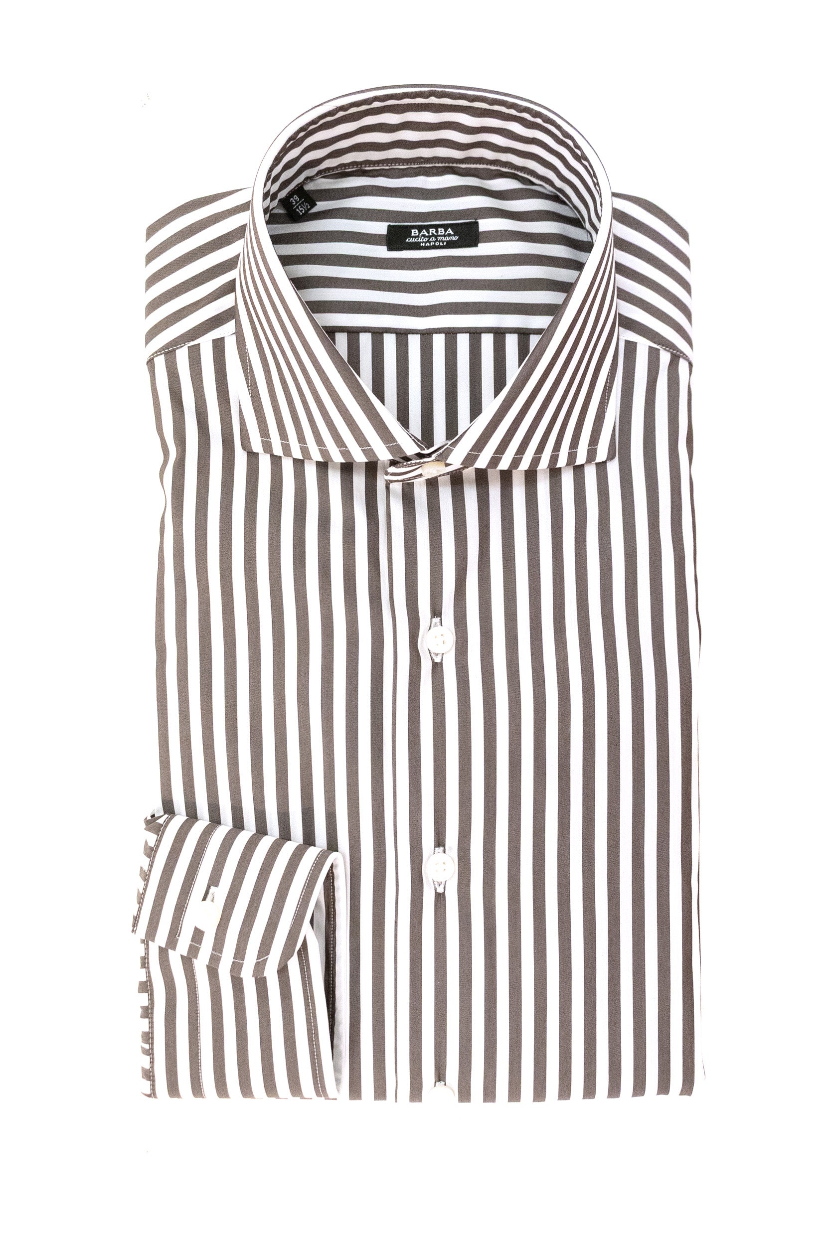 Camicia in cotone a righe di colore bianco e marrone<BR/> I1U13P0157114.U 0002 BARBA