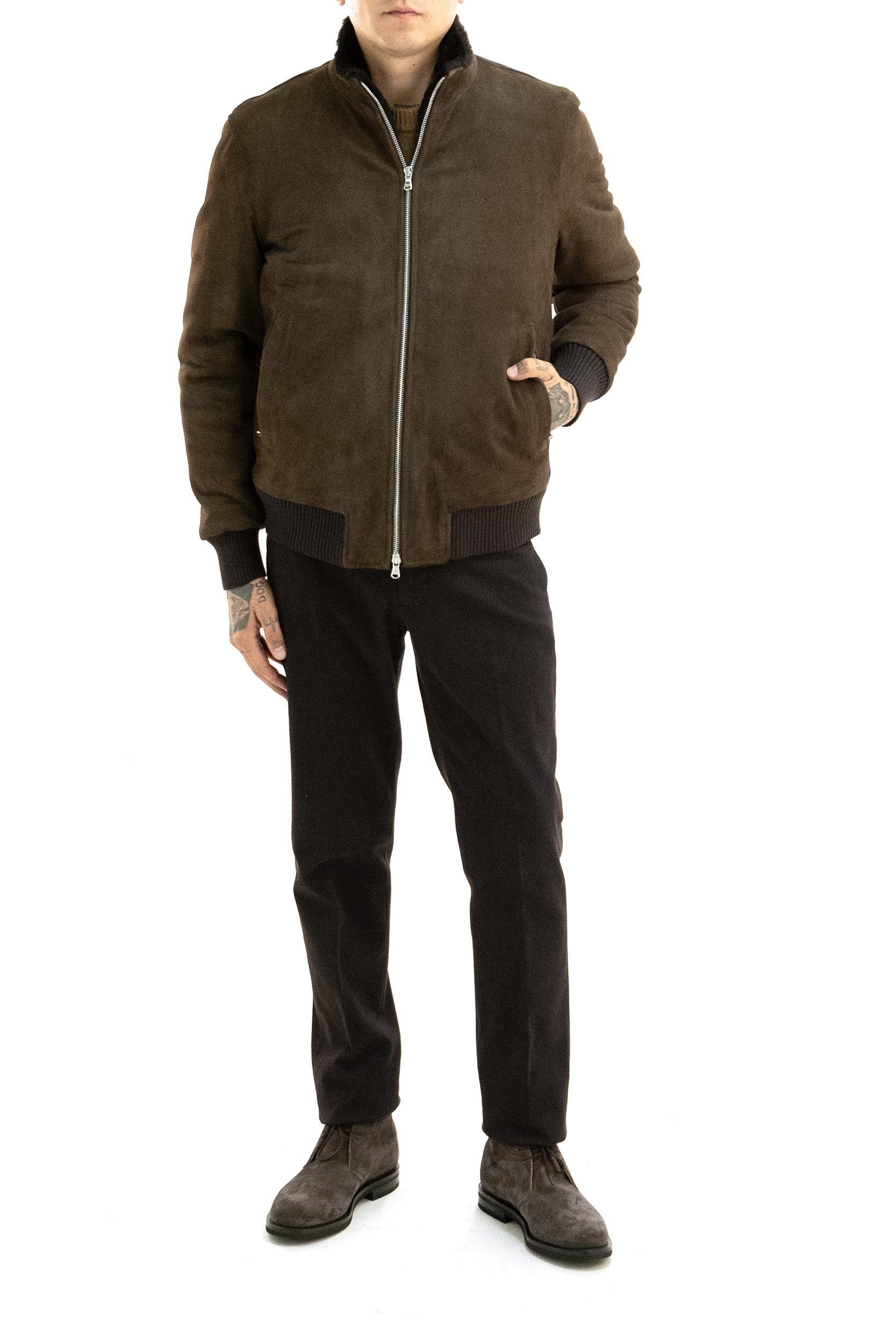 Giacca in montone di colore marrone<BR/> RIVET 58207-29 0029 BARBA