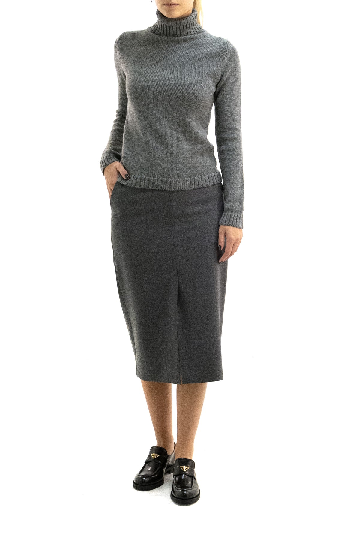 BASE Pullover in lana di colore grigio, Multi, vista 2