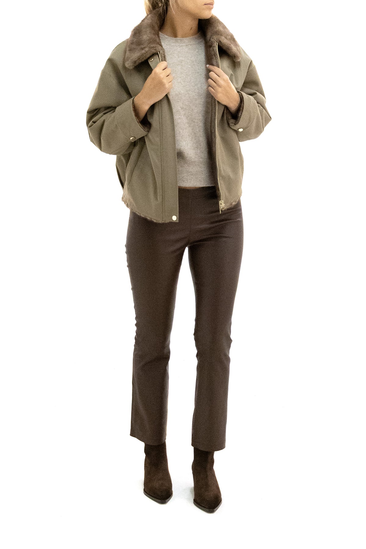 BULLY Parka corto reversibile color tortora, Marrone, vista 2