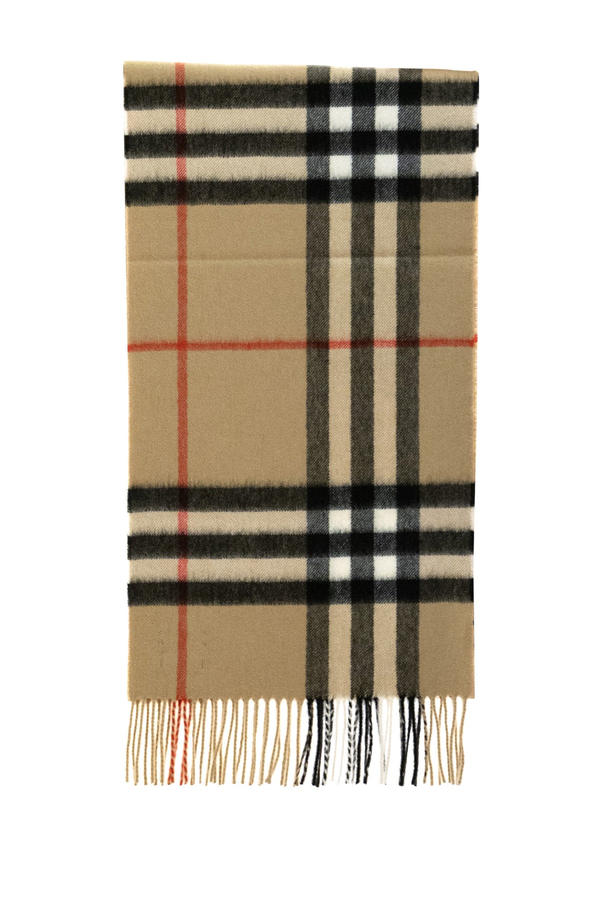 BURBERRY Sciarpa check in cashmere di colore beige