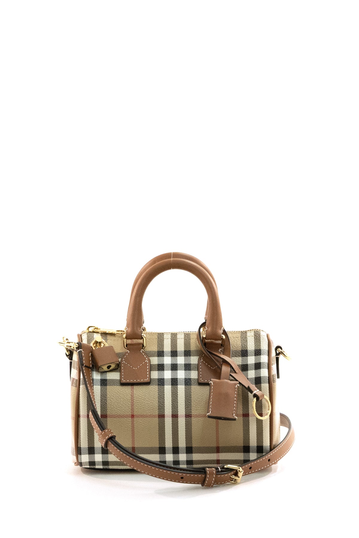 BURBERRY Beige archive Burberry Check handbag, Marrone