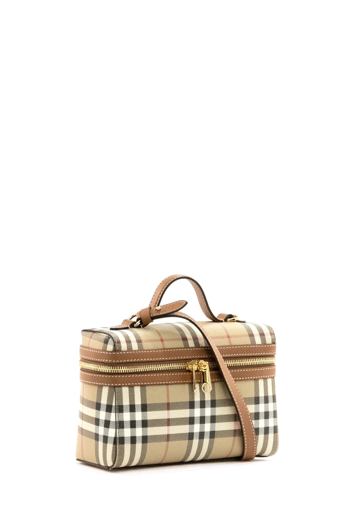 BURBERRY Borsa Vanity Check color beige, vista 2