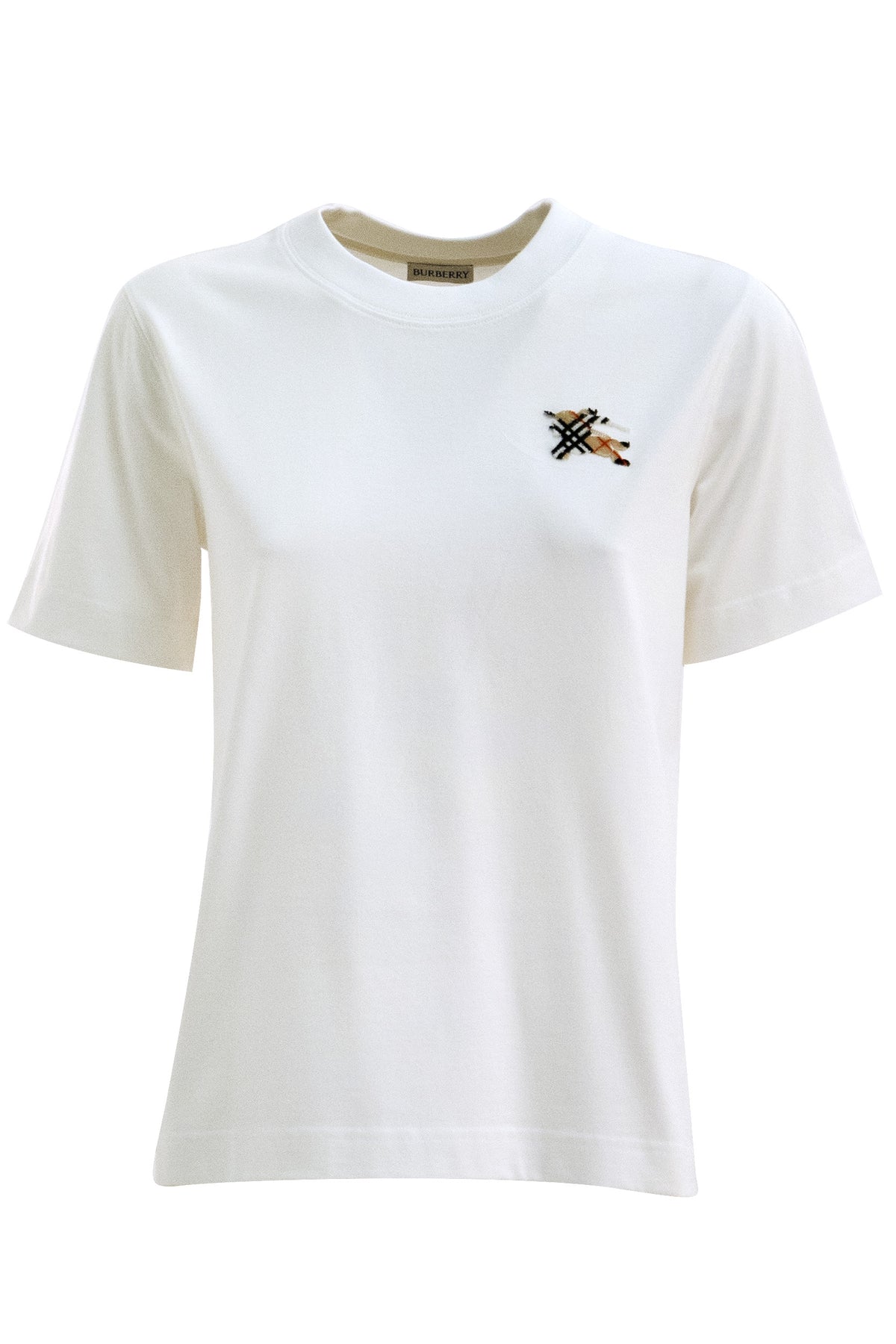 BURBERRY T-shirt Knight Check in cotone di colore bianco