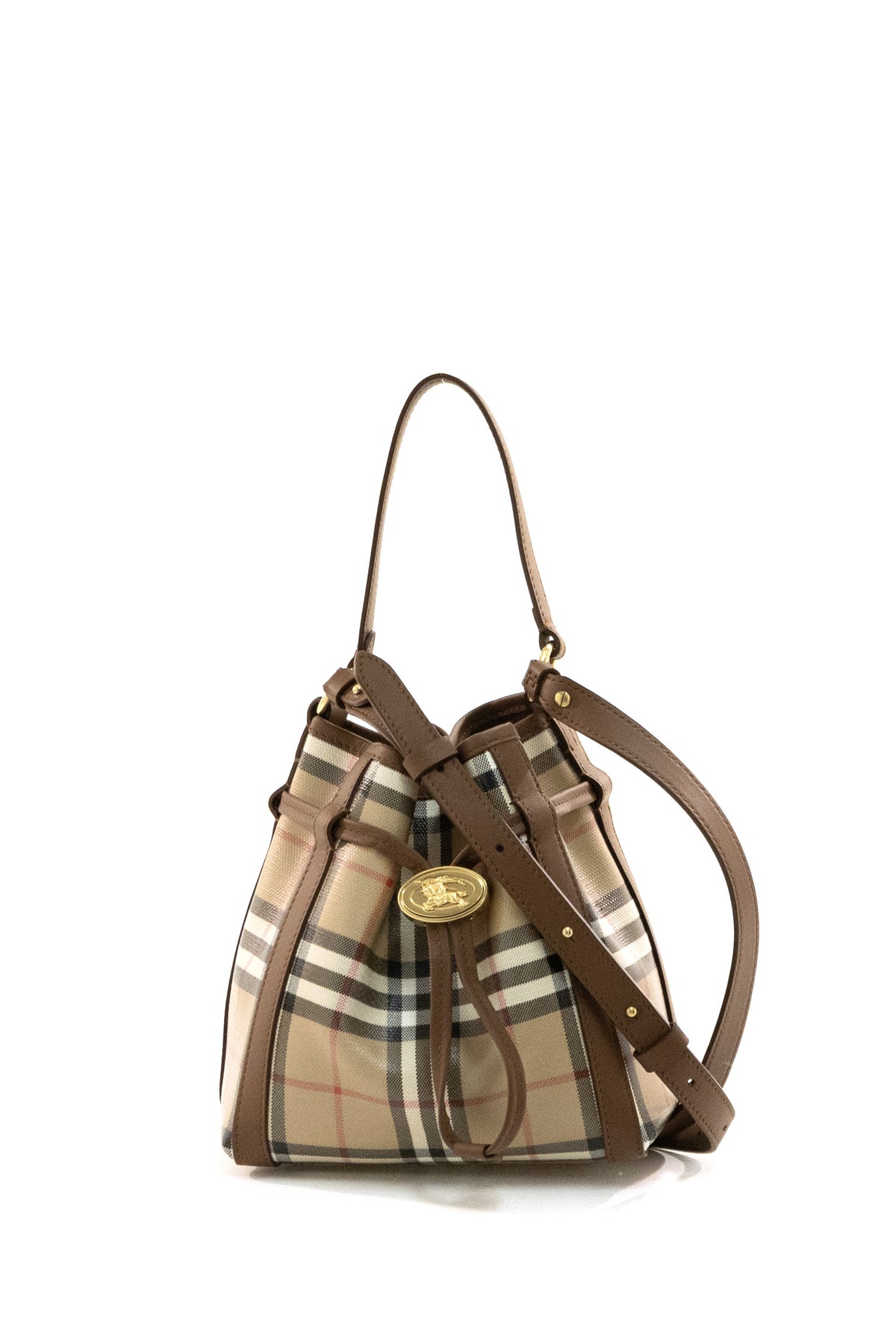 BURBERRY Borsa secchiello Check mini di colore beige