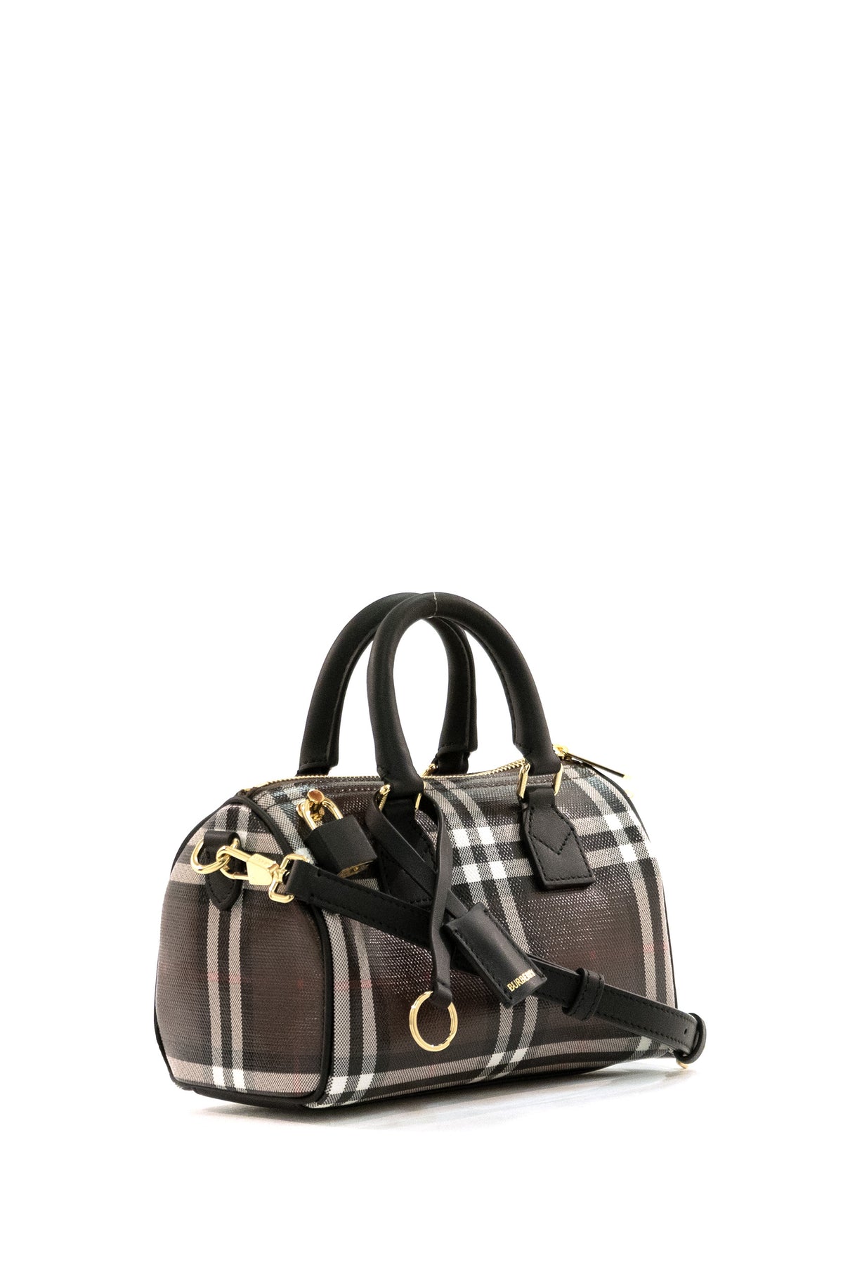 BURBERRY Brown Check mini bowling bag, Marrone, view 2