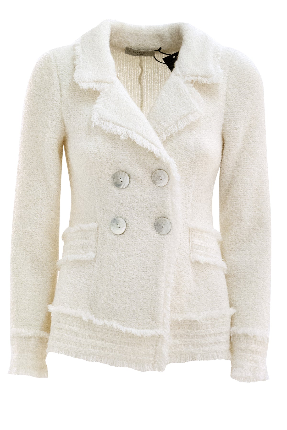 CHARLOTT Giacca con frange di colore bianco