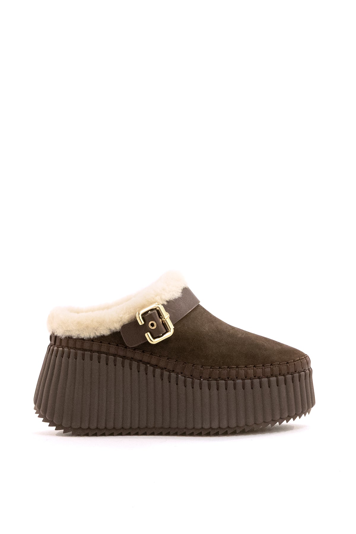 CHLOE' Sabot Nama in suede di colore marrone