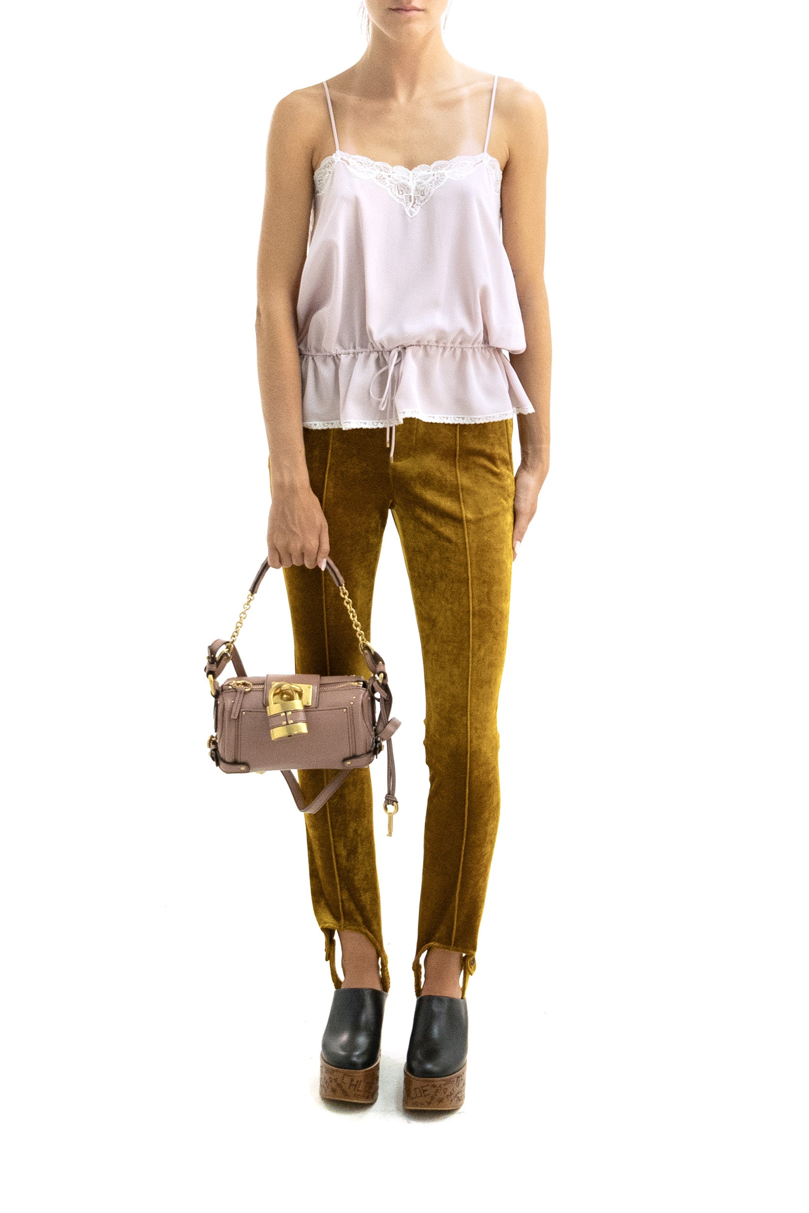 Top in crêpe de chine color lilla <BR/> 26AHT79005 523 CHLOE'