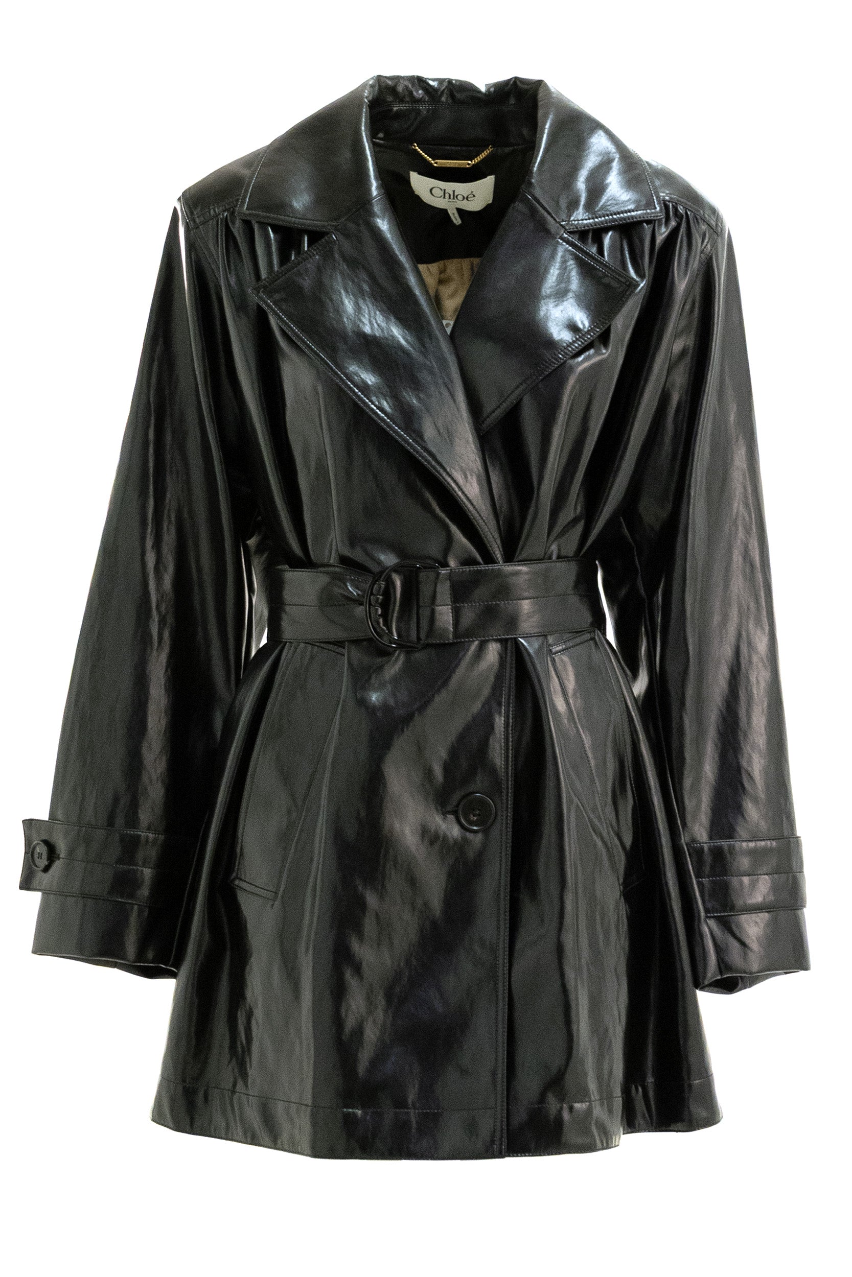 Trench di colore nero lucido<BR/> 26AMA41011 001 CHLOE'