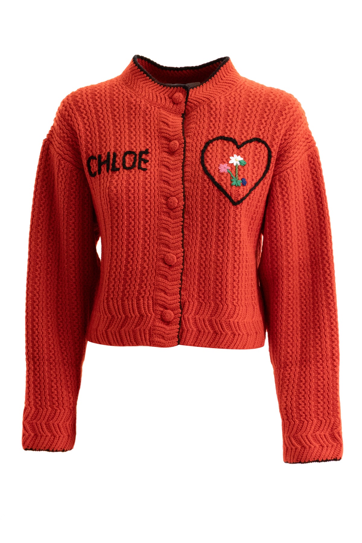 CHLOE' Cardigan in maglia di lana e cashmere, Red