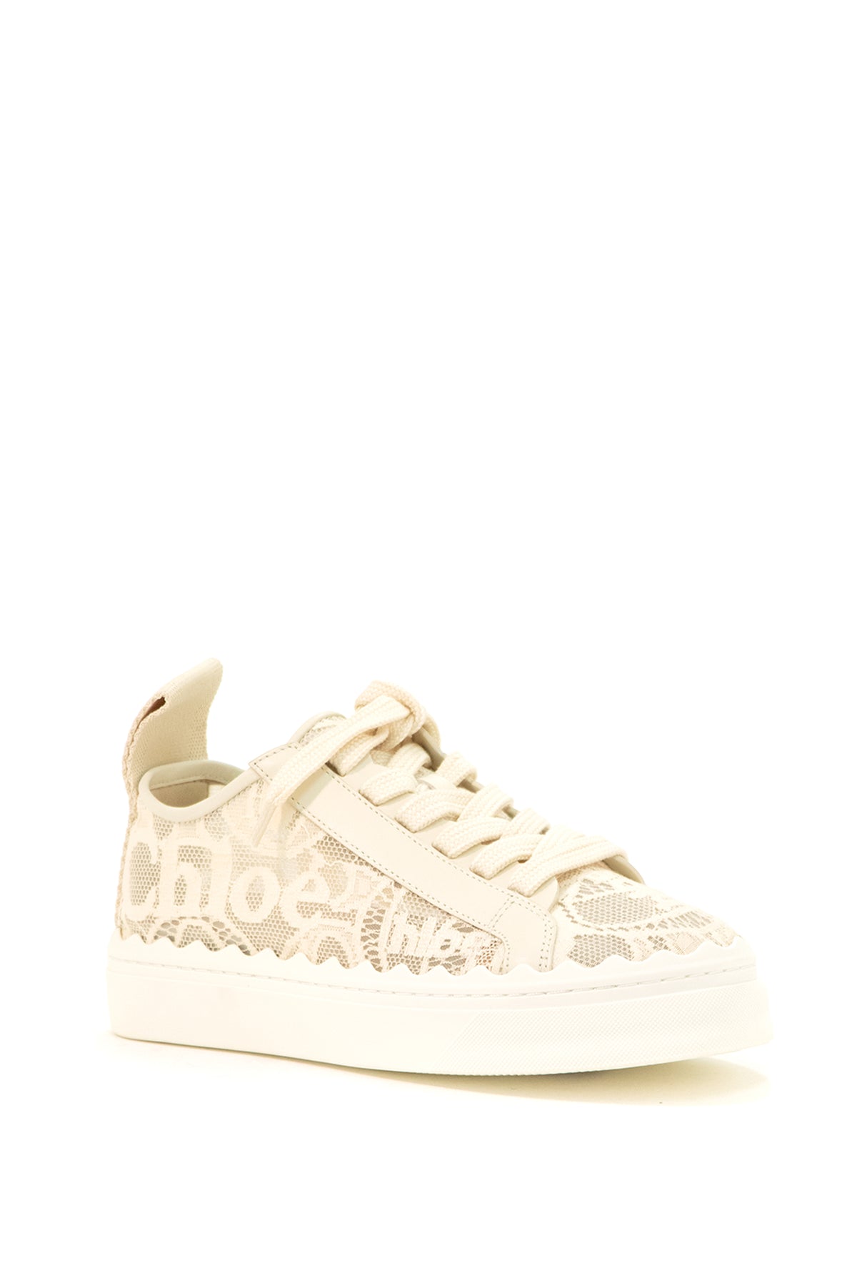 CHLOE' Sneakers low-top in pizzo color beige, vista 2