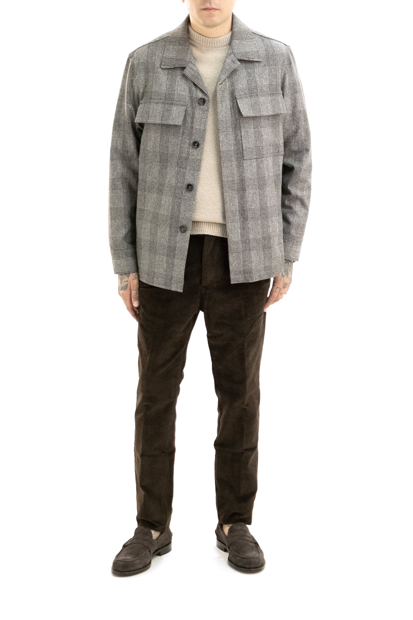 CRUNA Overshirt Bruges in lana di colore tortora, vista 2