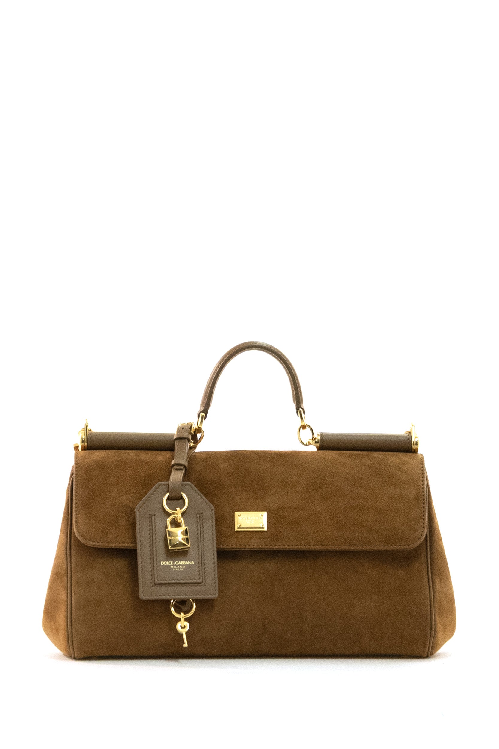 Borsa My Sicily a mano in suede color marrone<BR/> BB7782 BO903 8Y121 DOLCE & GABBANA