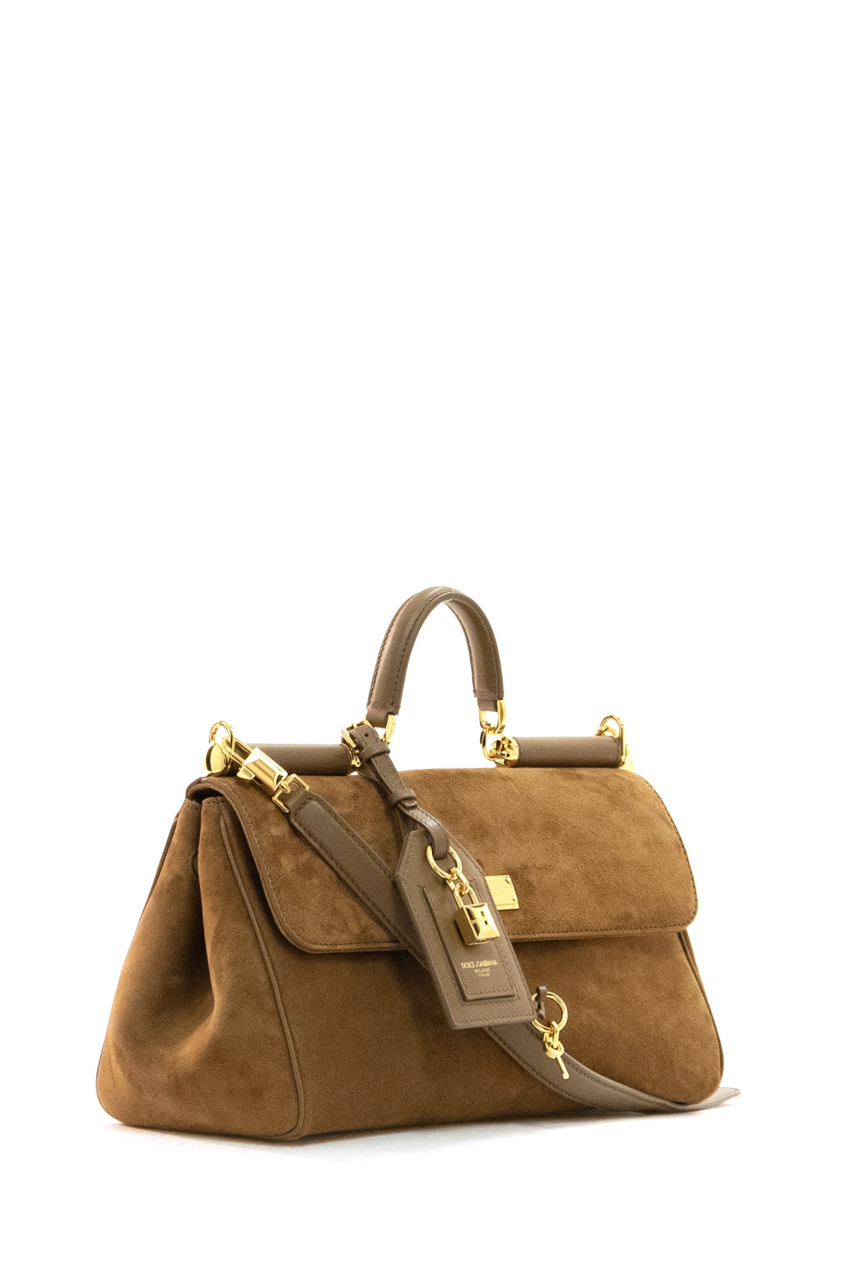 Borsa My Sicily a mano in suede color marrone<BR/> BB7782 BO903 8Y121 DOLCE & GABBANA