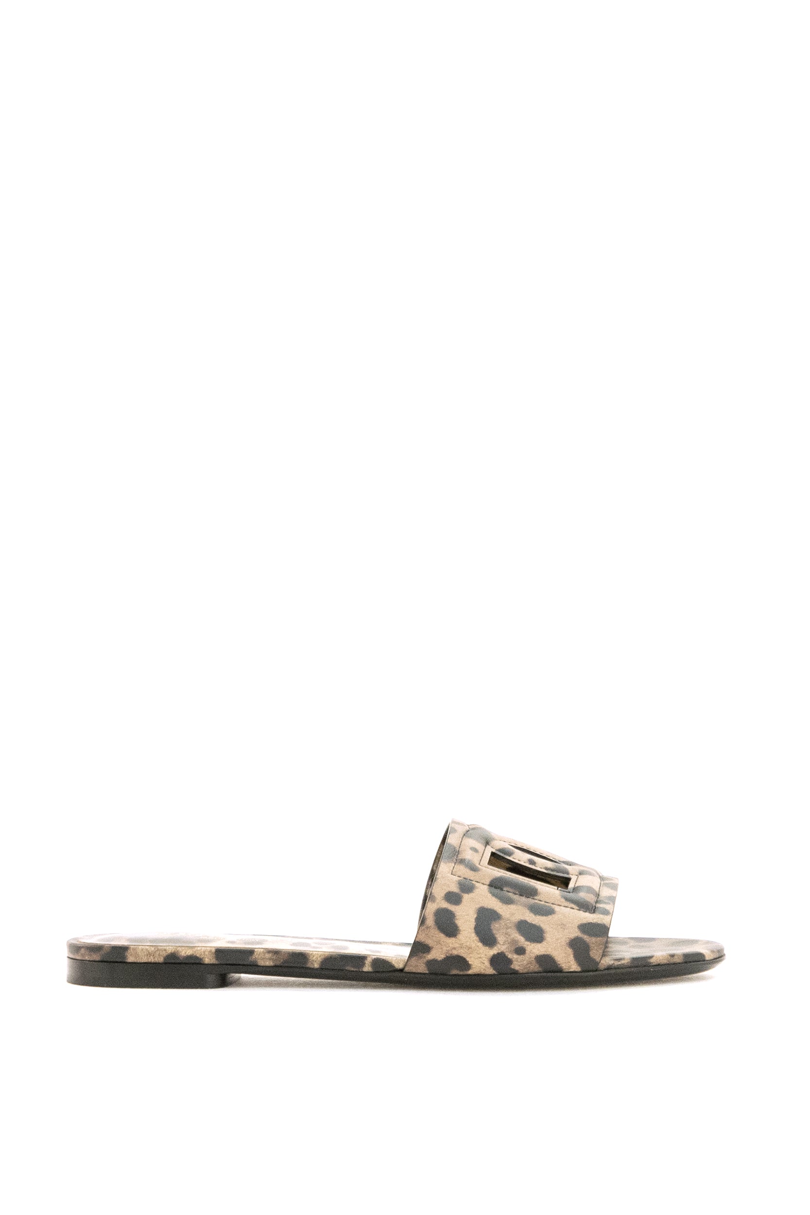 Sandali slide in pelle stampa Leo<BR/> CQ0436 A0426 HY13M DOLCE & GABBANA