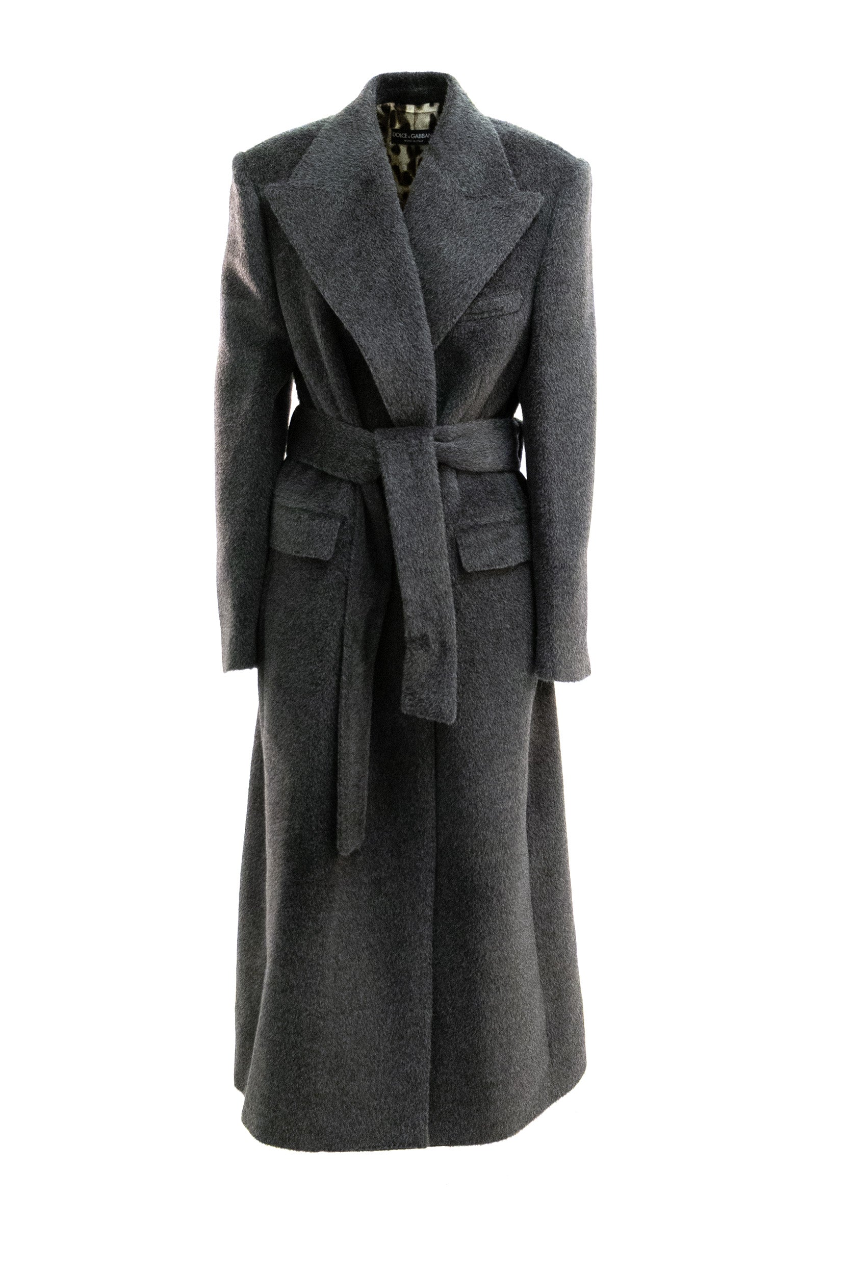 Cappotto monopetto in lana di color grigio <BR/> F0W2TT HU2A6 S8291 DOLCE & GABBANA