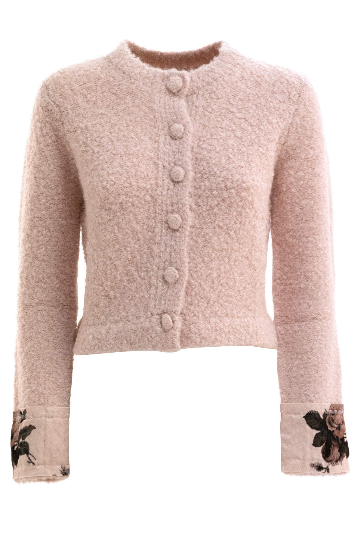 ERDEM Cardigan in alpaca bouclé di colore rosa