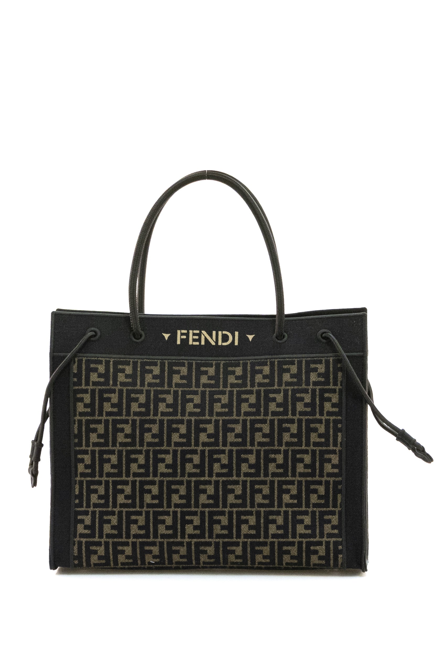 Borsa shopper Fendi Magic Large in tessuto ricamato con motivo FF color marrone e nero<BR/> 8BH379 B1K0 F0VAT FENDI