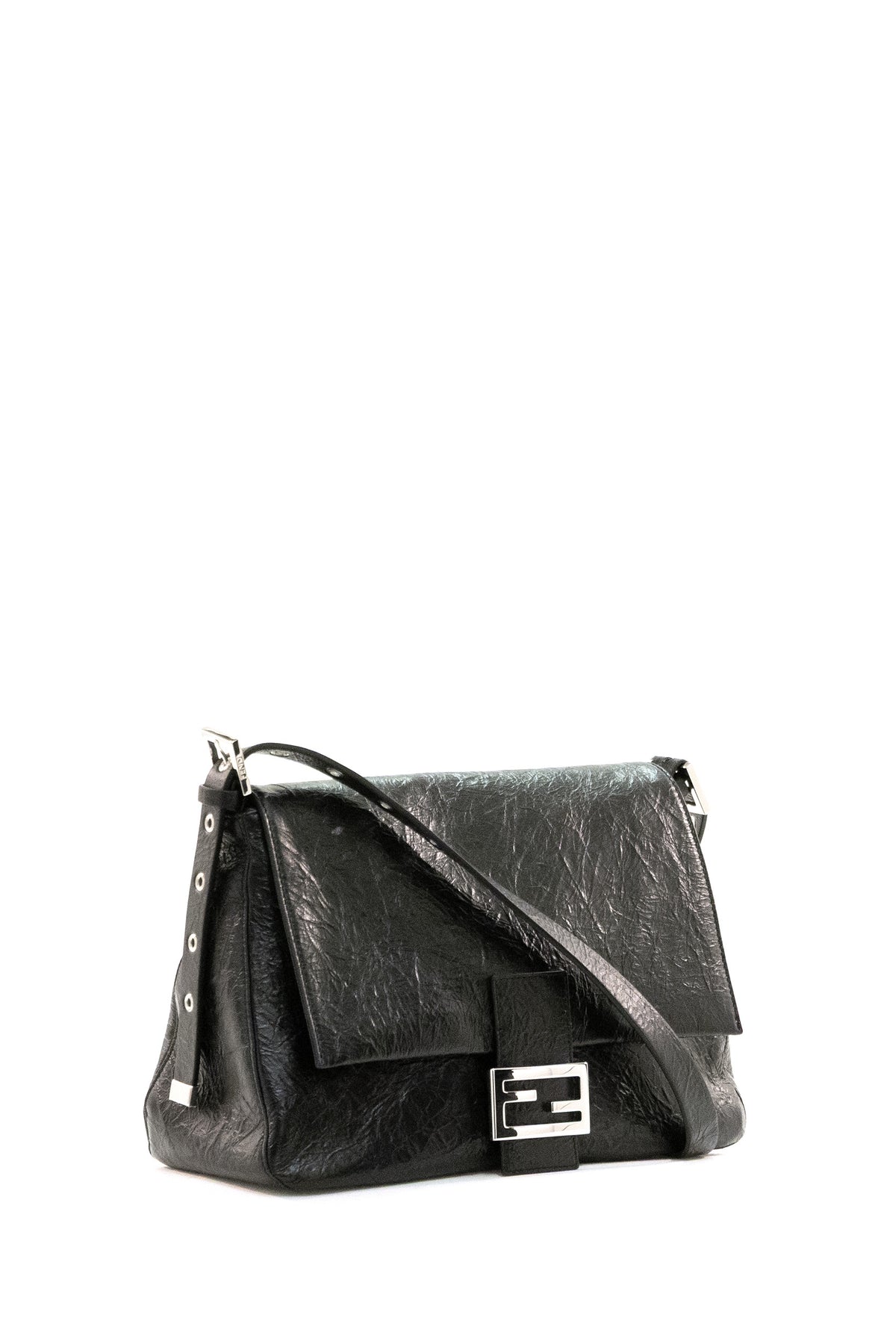 FENDI Borsa Flap 26235 in pelle di colore nero, vista 2