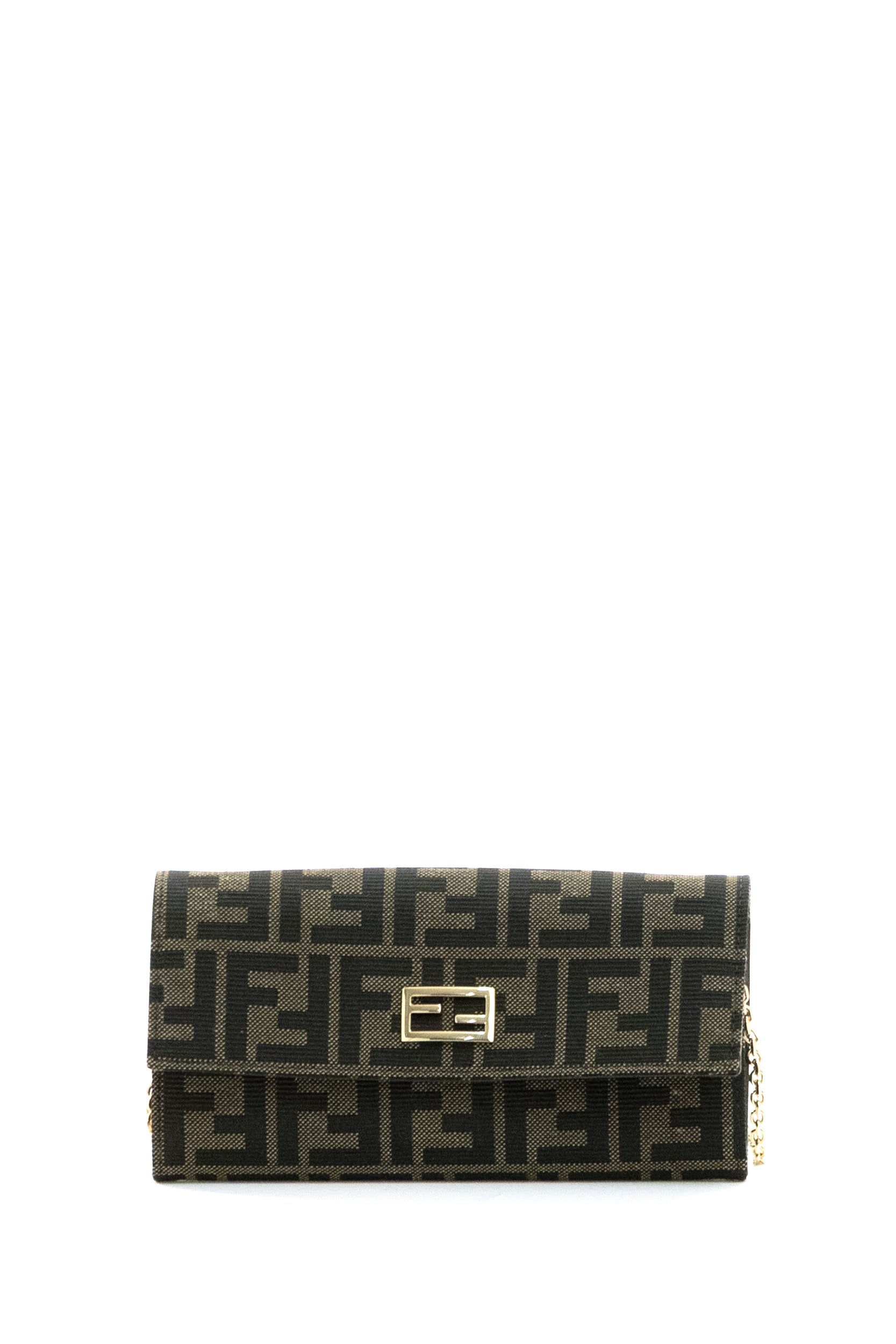 FENDI Continental Tube Fabric Wallet, Brown