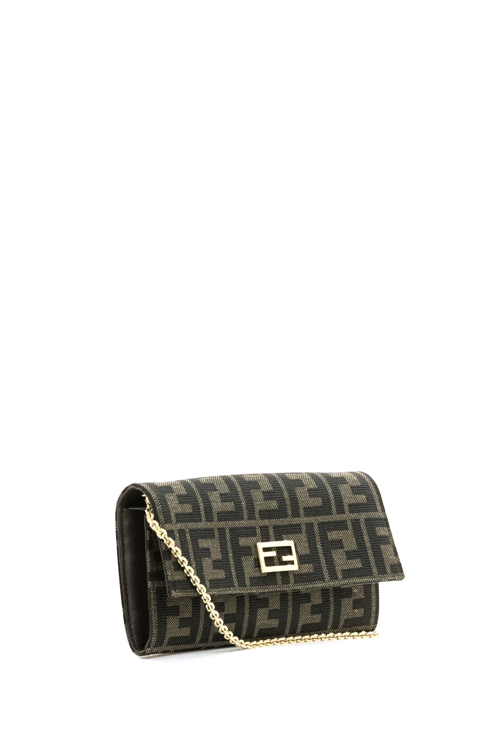 FENDI Continental Tube Fabric Wallet, Brown, view 2