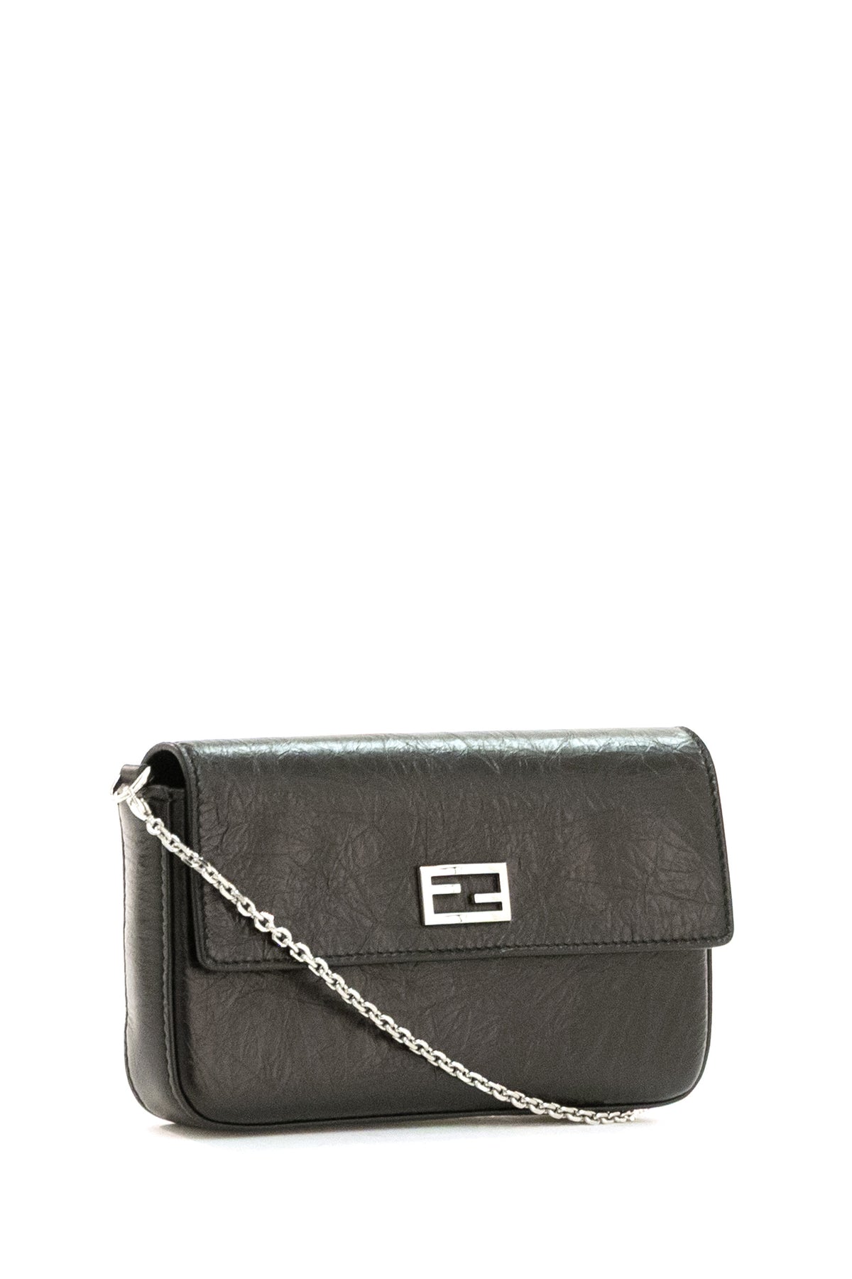 FENDI Leather Tube Wallet, Black, view 2
