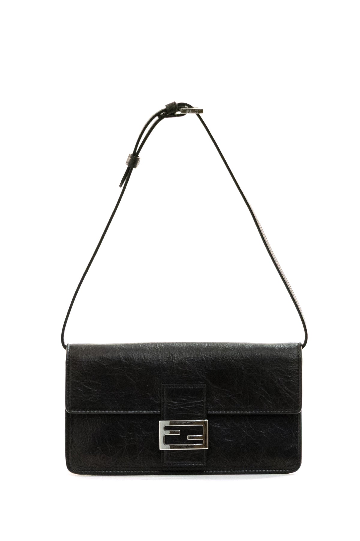 FENDI Portafoglio Tube in pelle crackled di colore nero